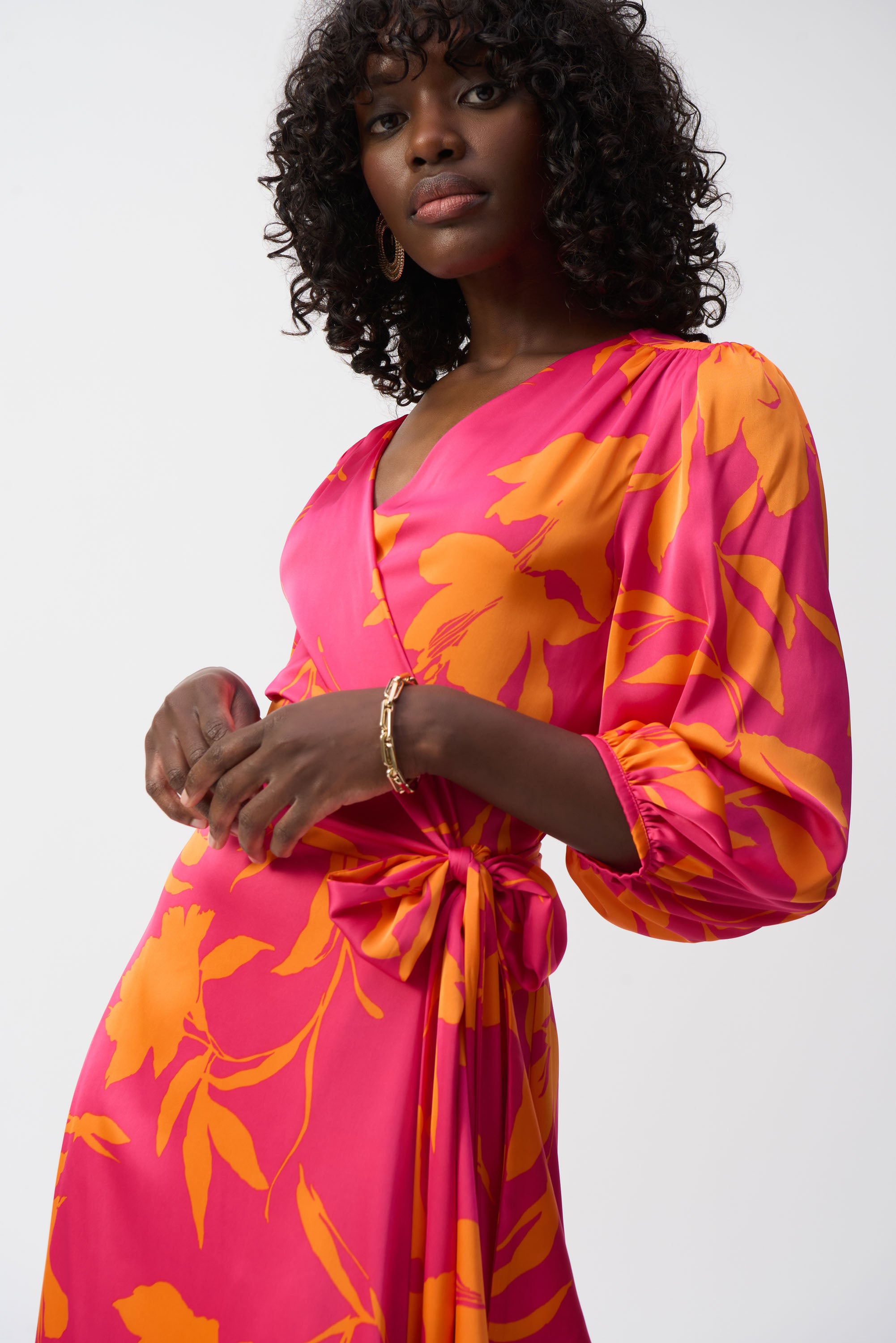 Pink/Orange Wrap Dress - 251906