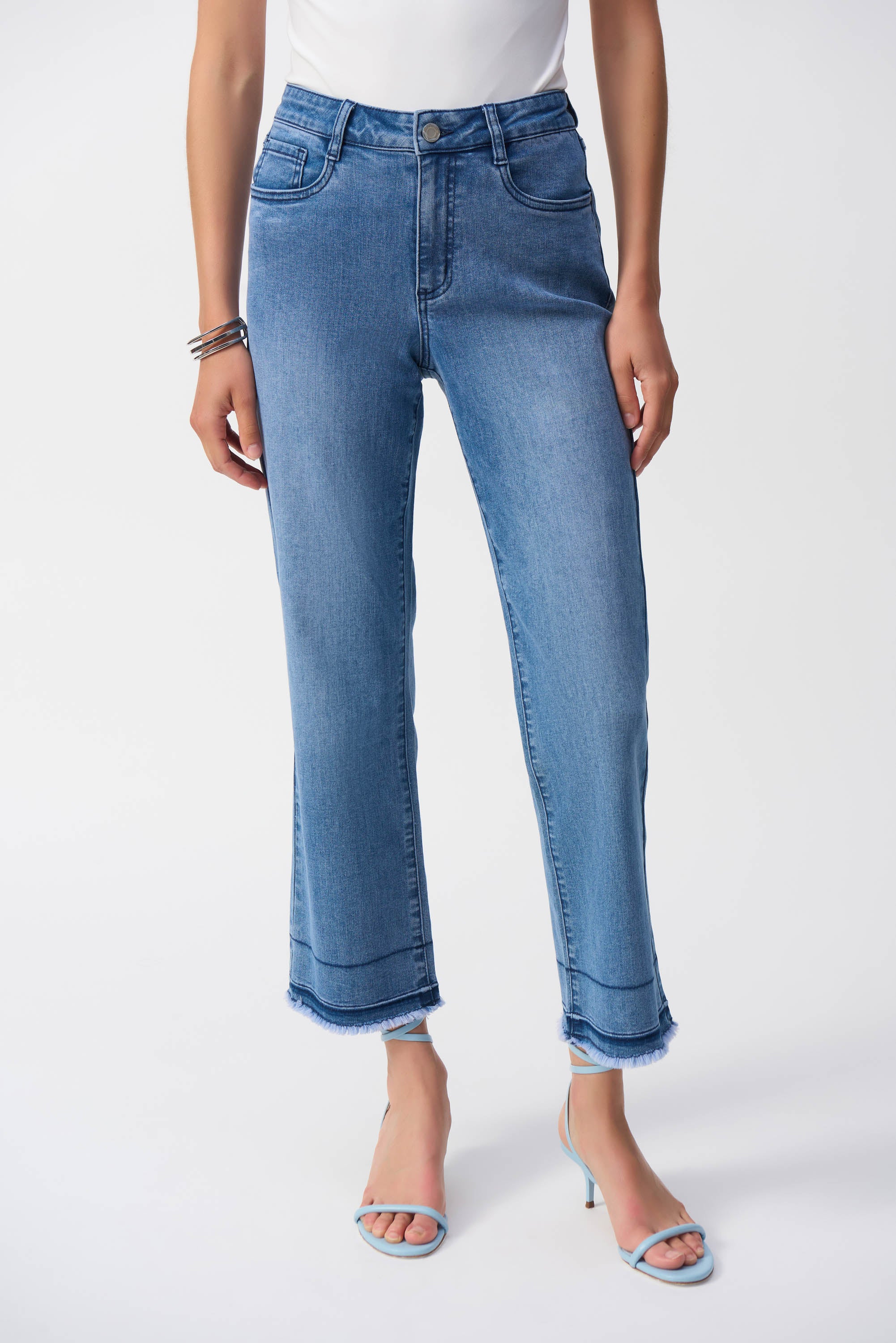 Flare Crop Vintage Blue Jeans - 251957