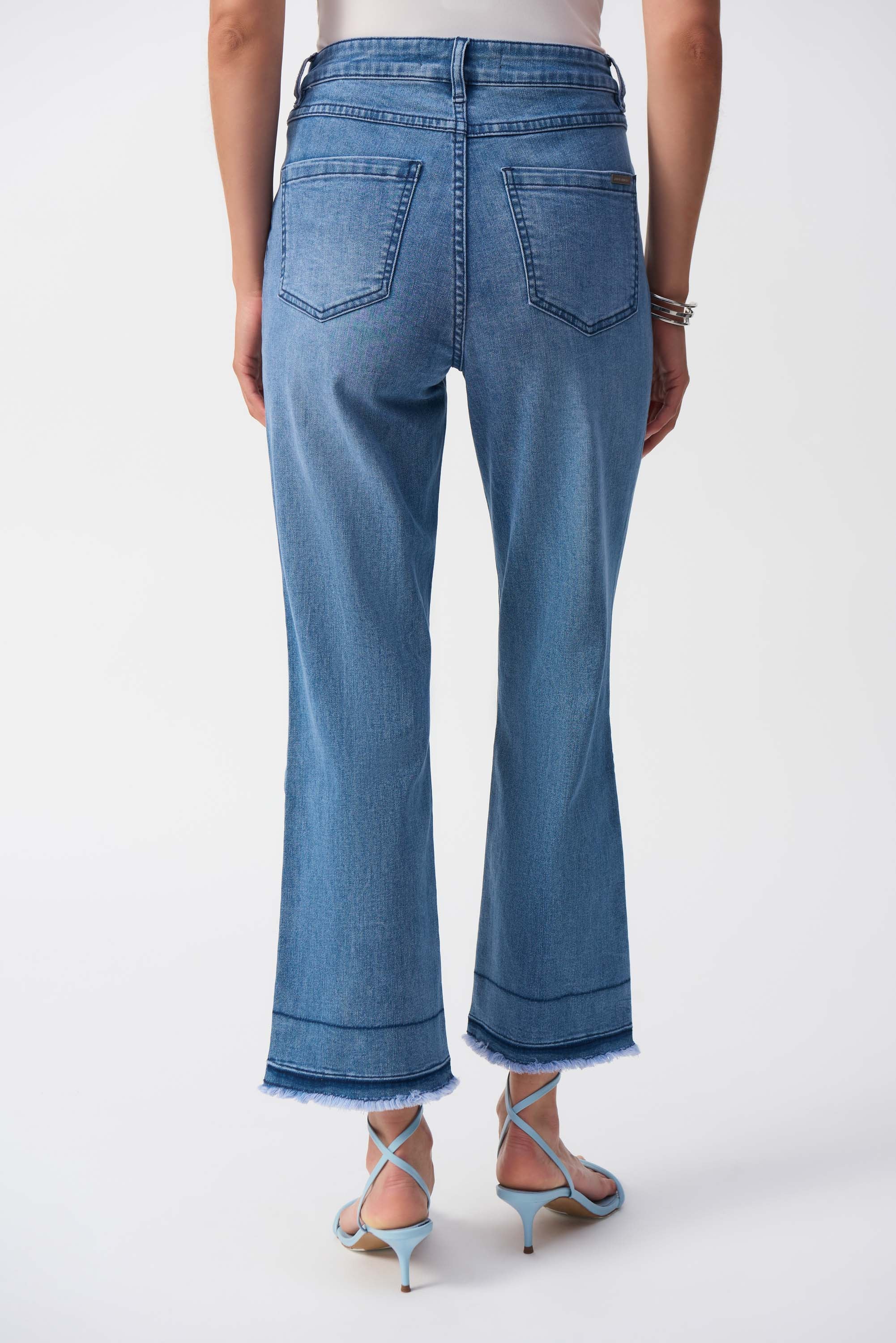 Flare Crop Vintage Blue Jeans - 251957