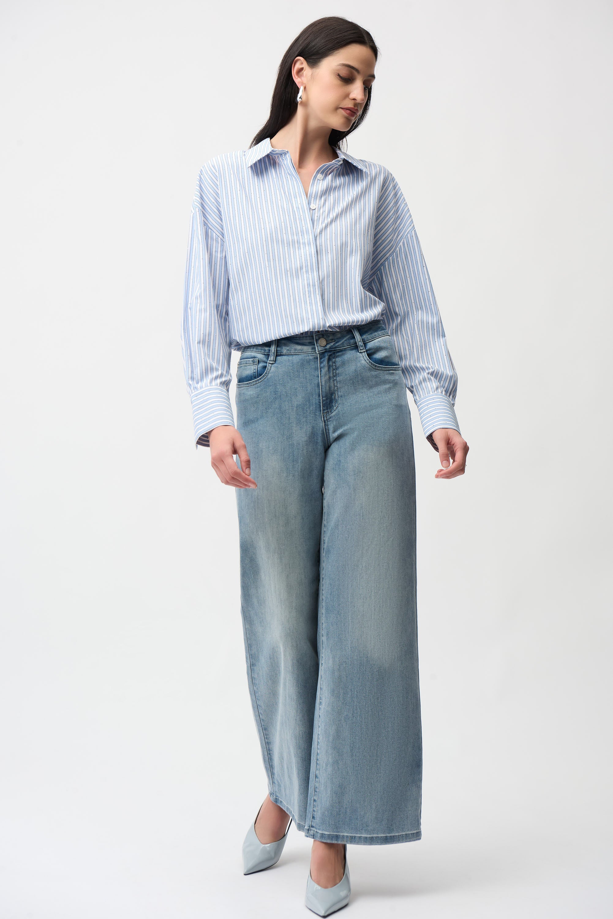Goldie Light Blue Wide Leg Jeans - 251968S26