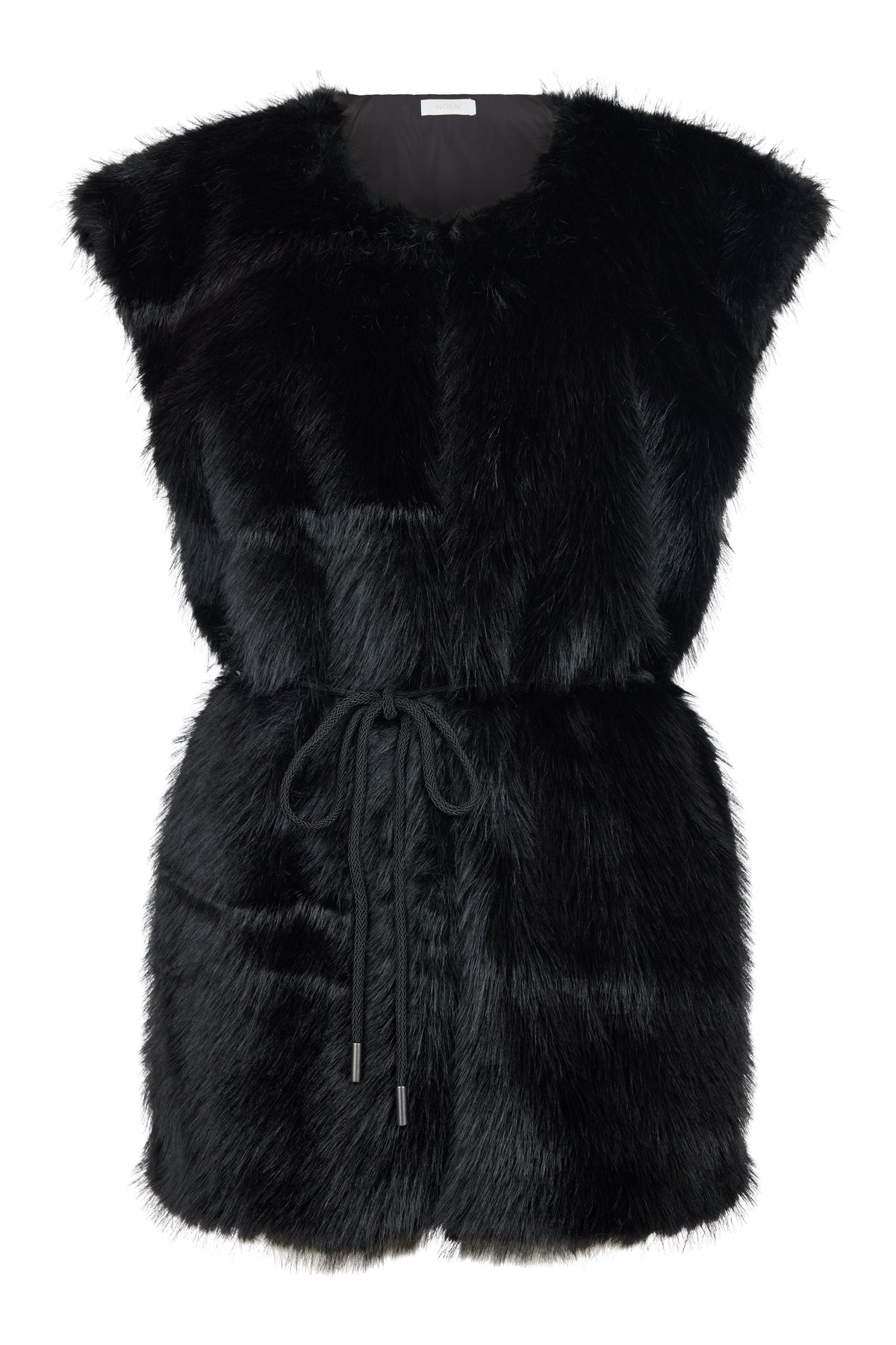 Black Faux Fur Waistcoat - 89611