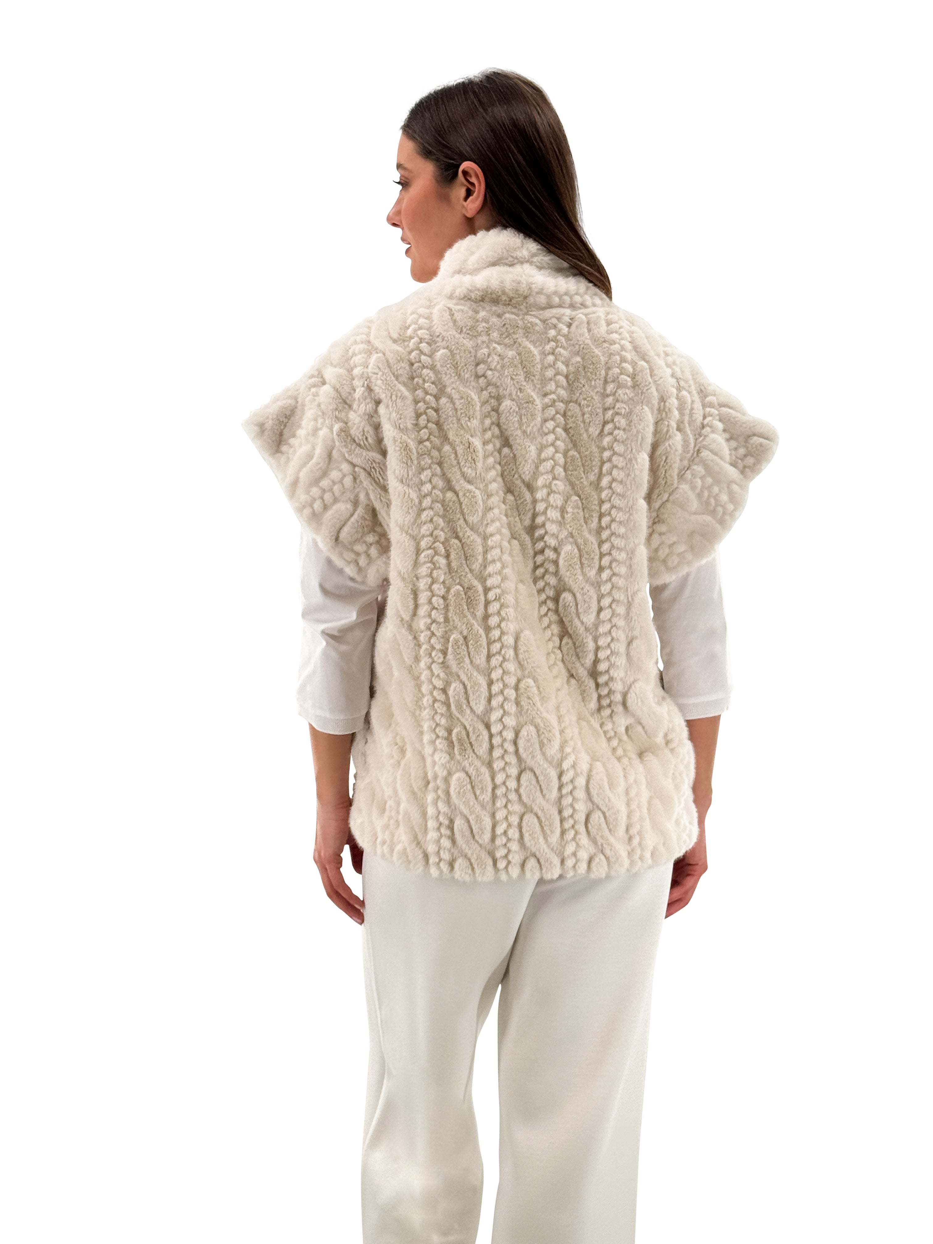 Cream Textured Gilet - 247