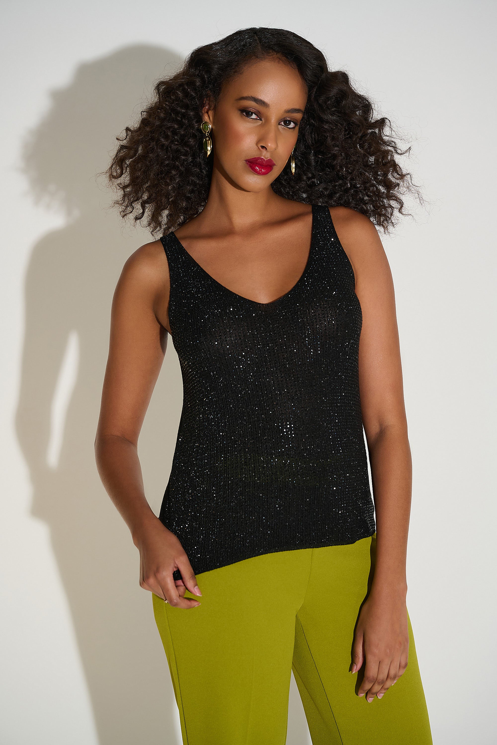 Black Sparkle Vest Top - 252915F25