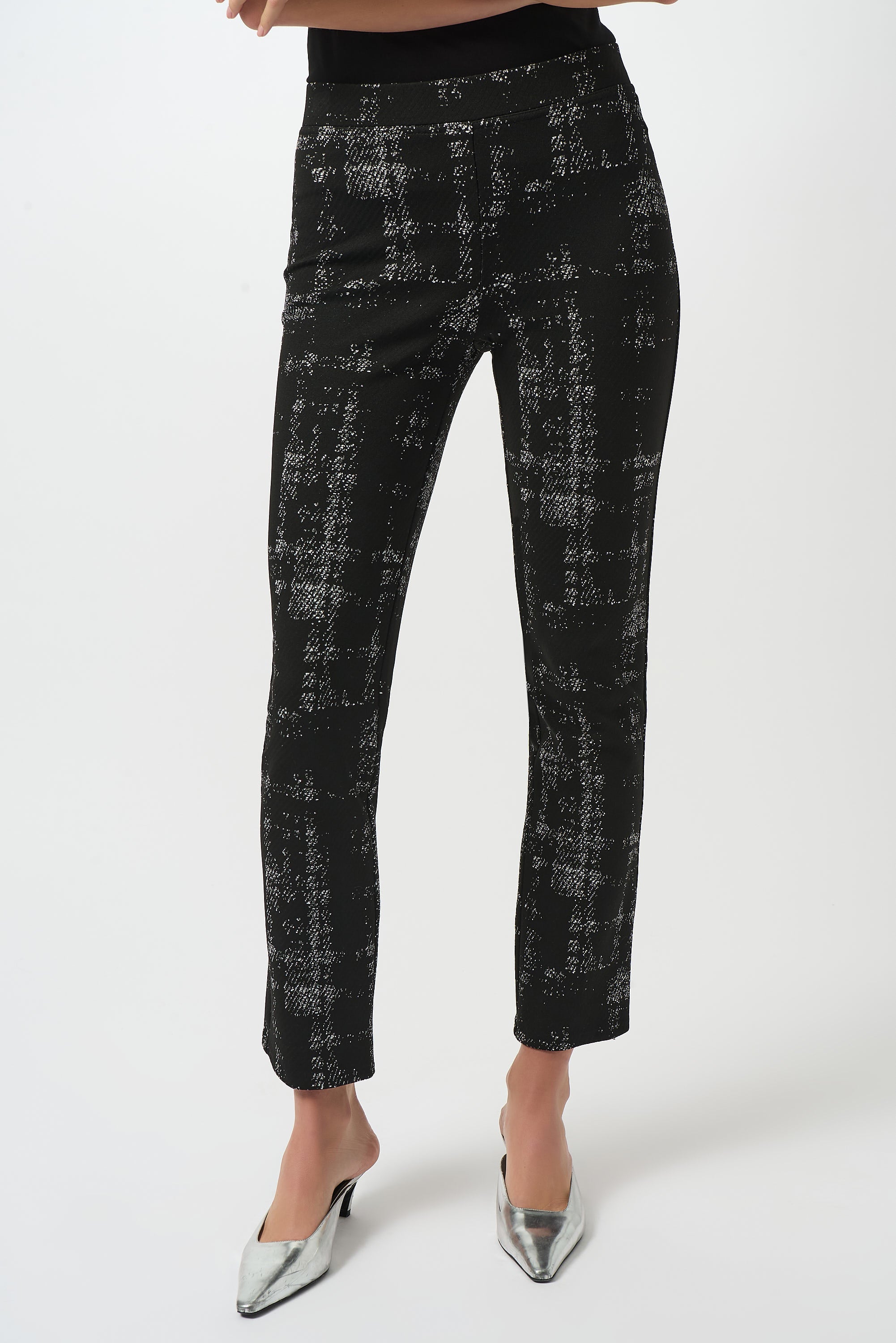 Black & Off White Print Pants - 253179