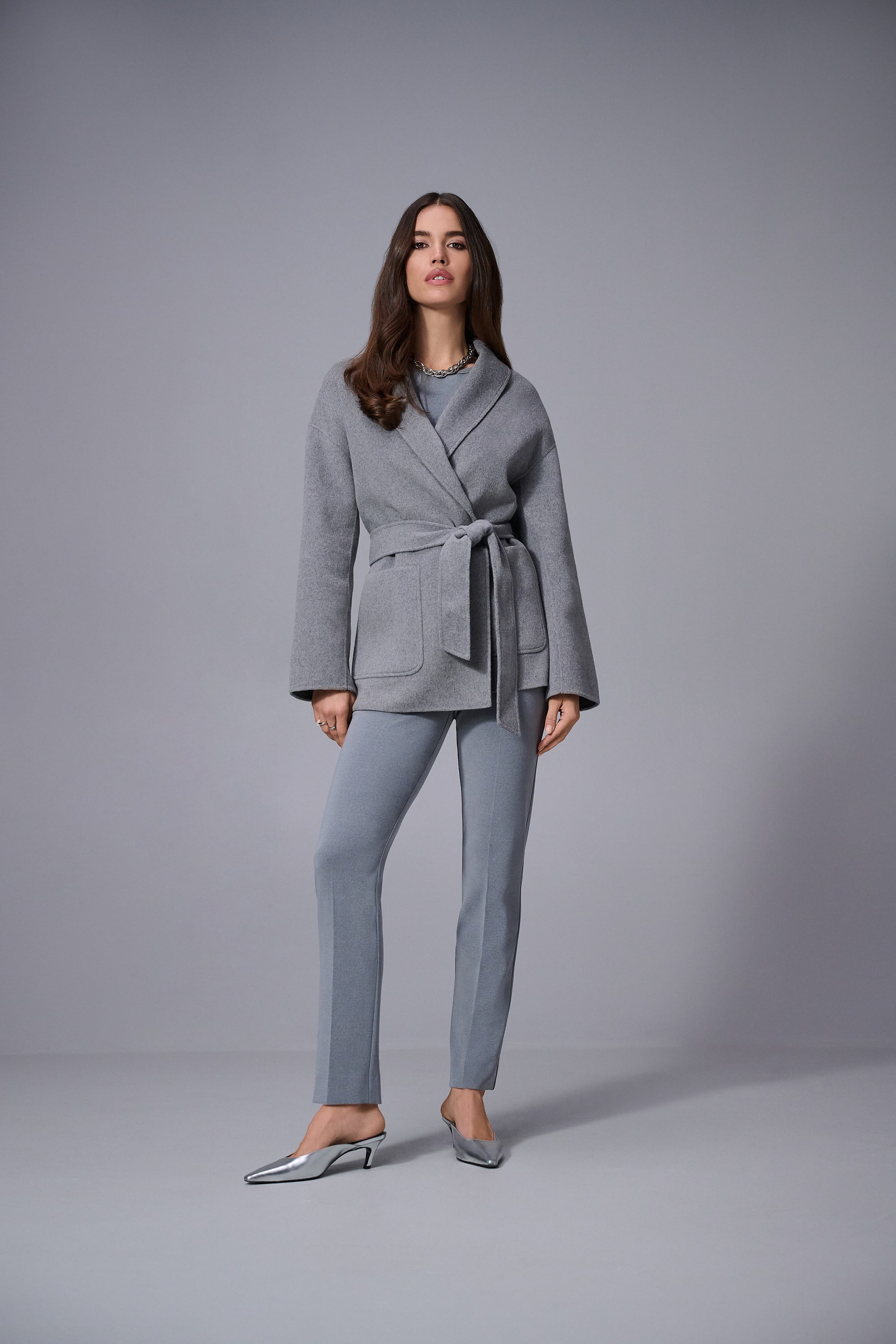 Grey Melange Pants - 253295