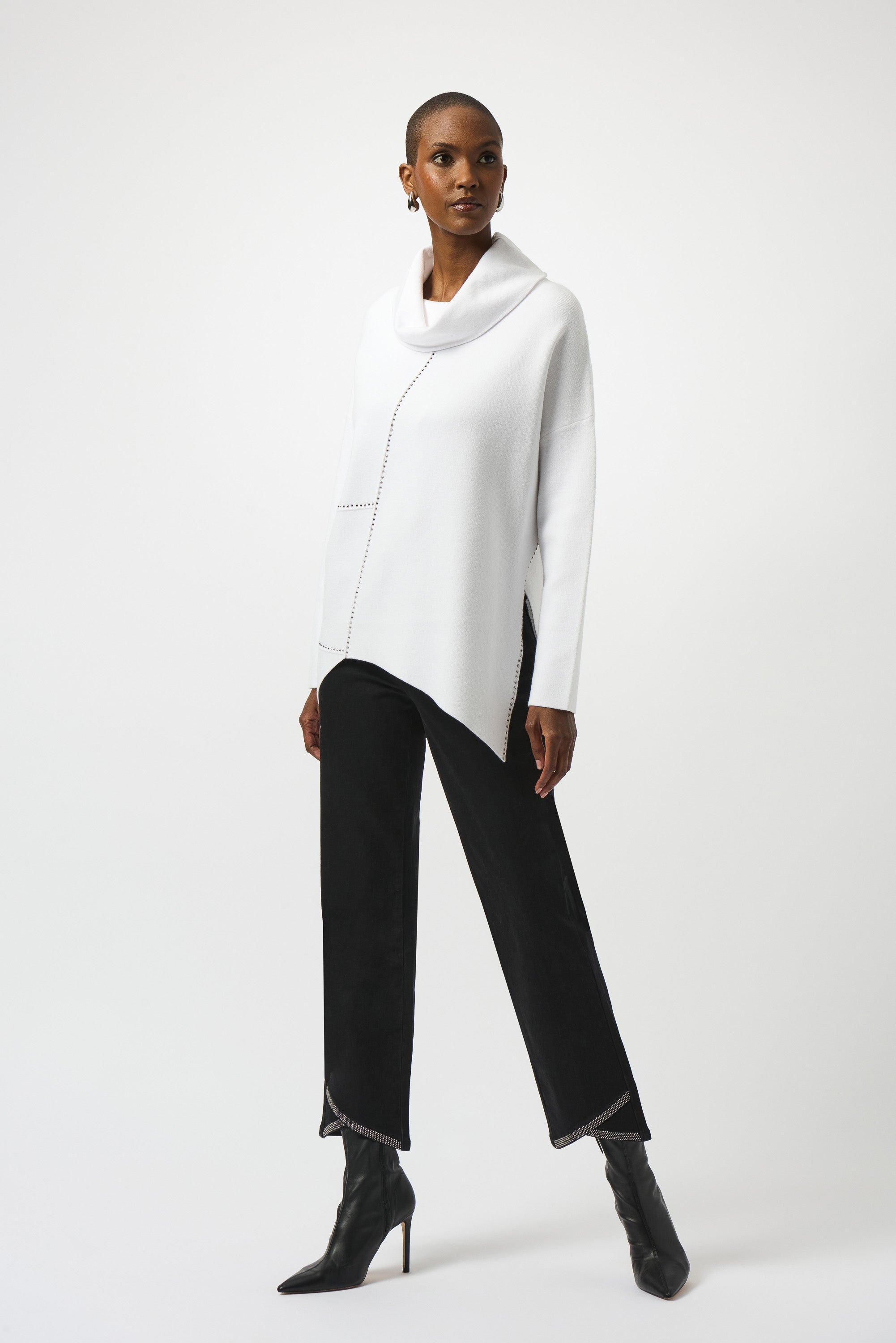 Vanilla Cowl Neck Stud Sweater - 253913