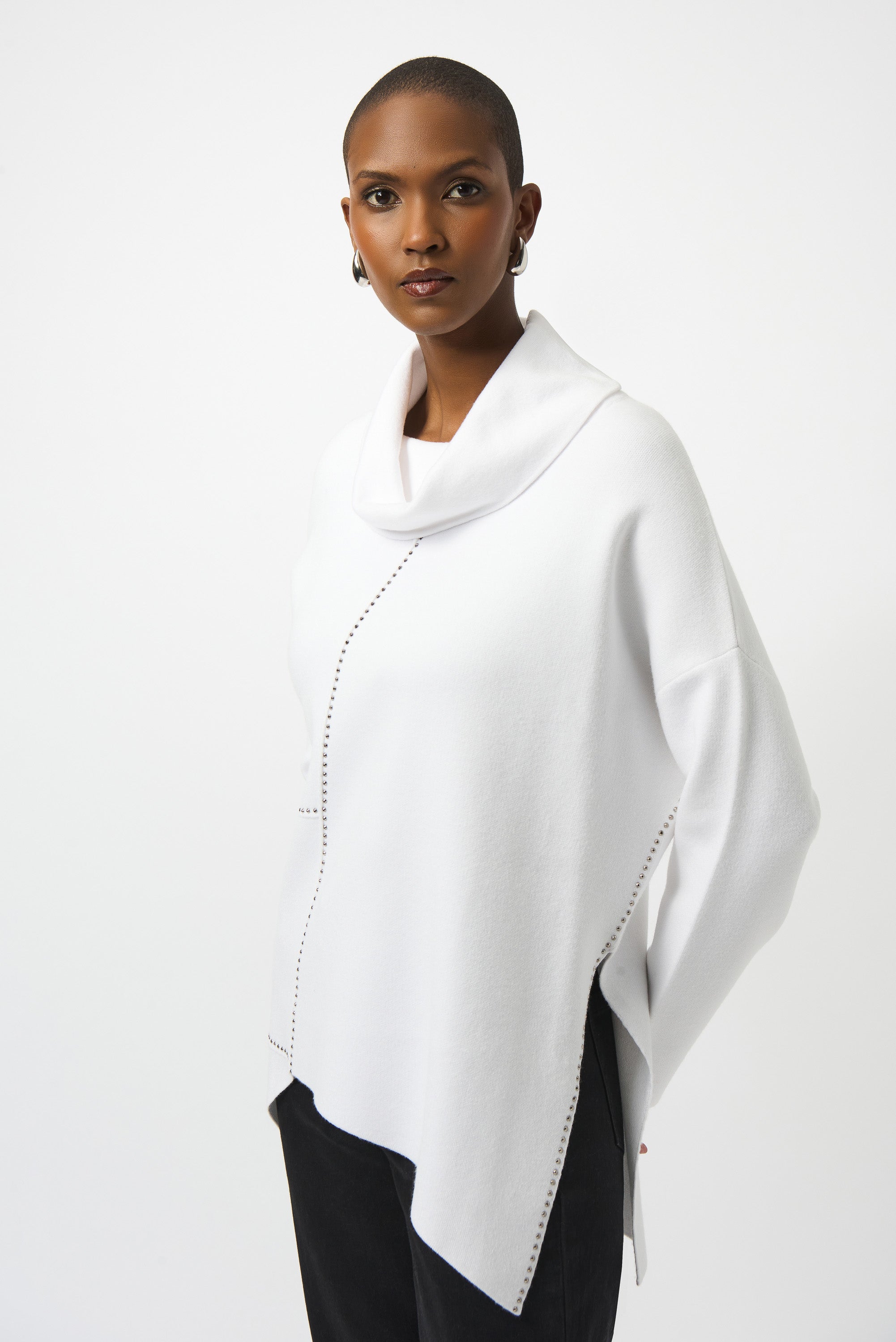 Vanilla Cowl Neck Stud Sweater - 253913