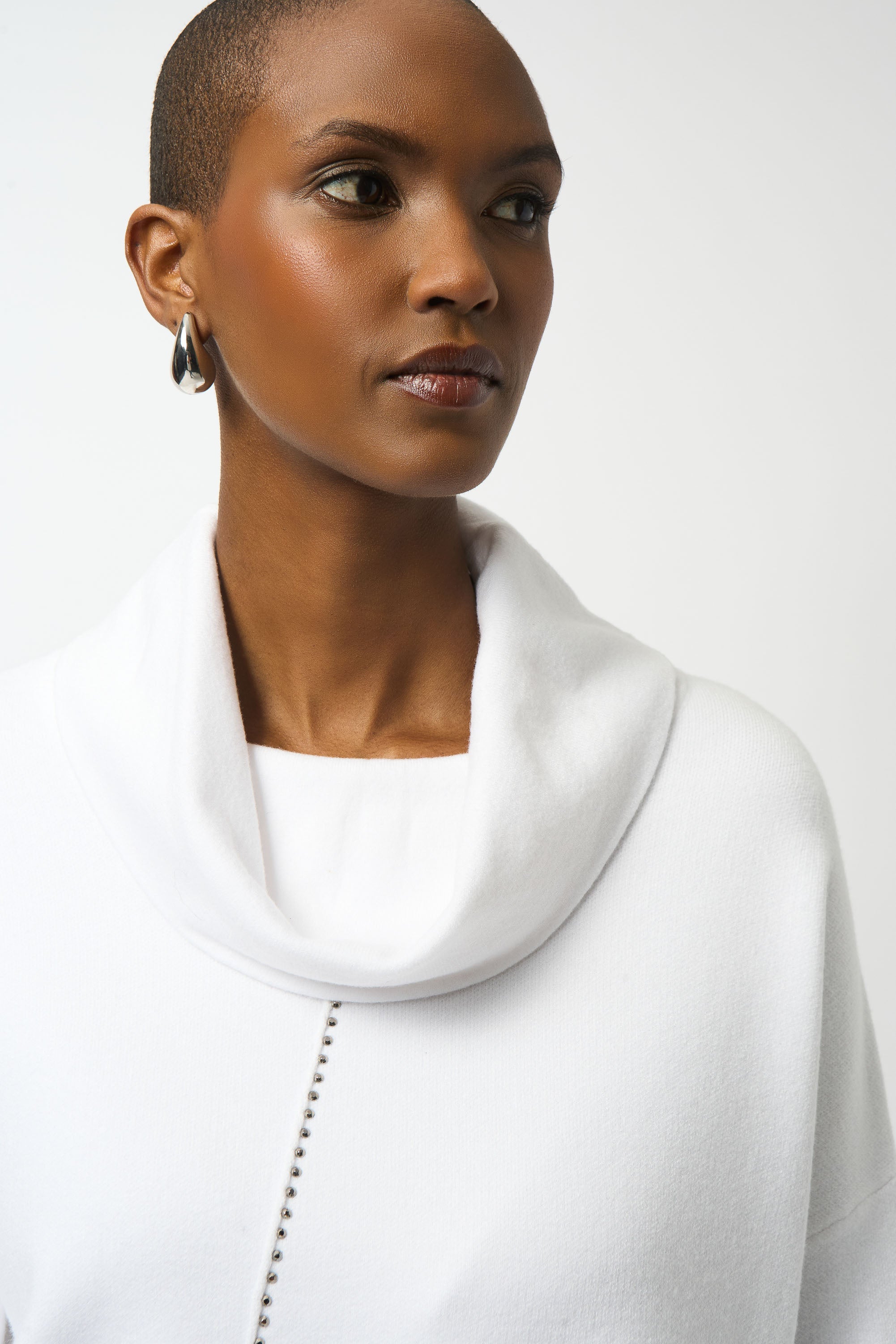 Vanilla Cowl Neck Stud Sweater - 253913