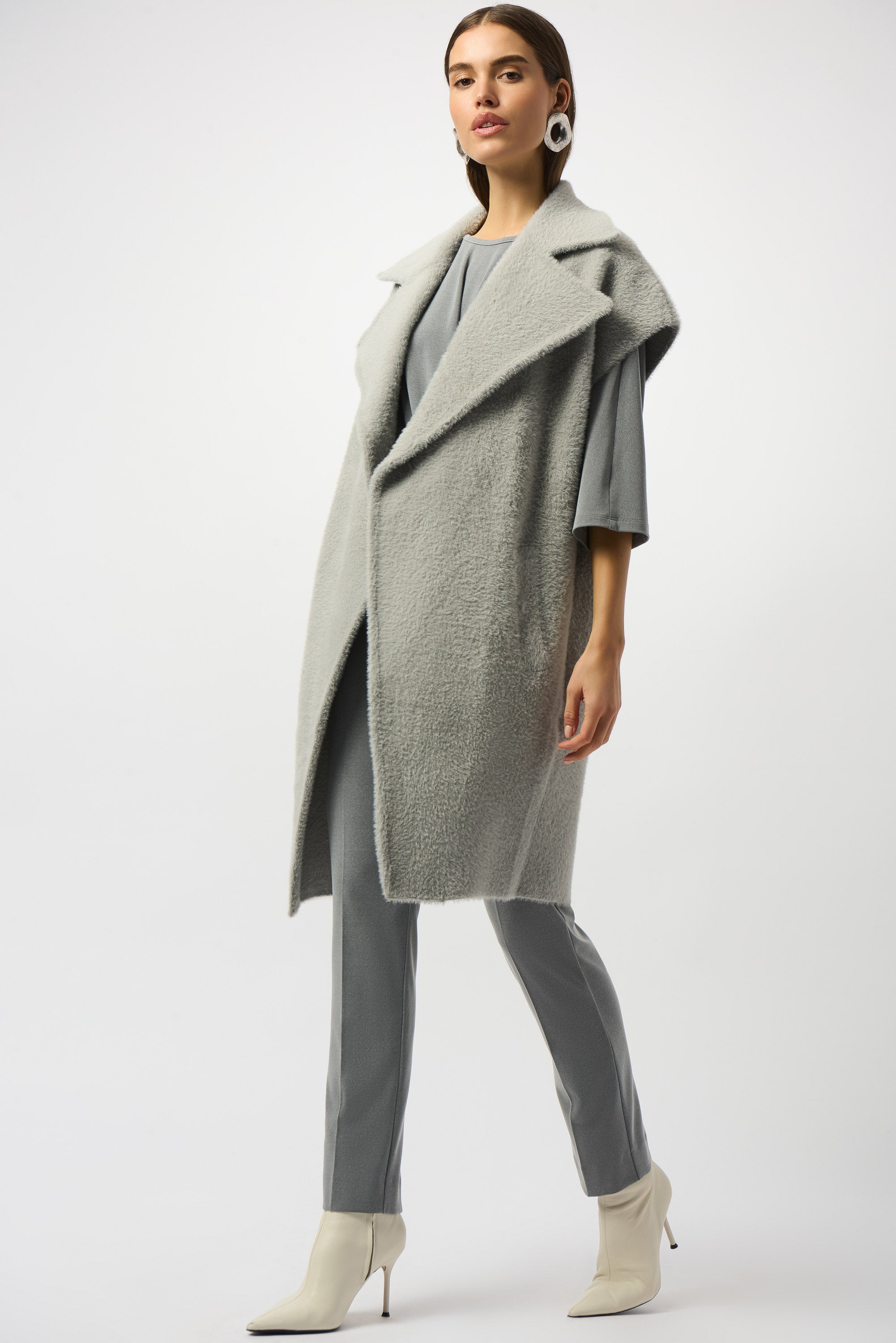Light Grey Long Gilet - 253958