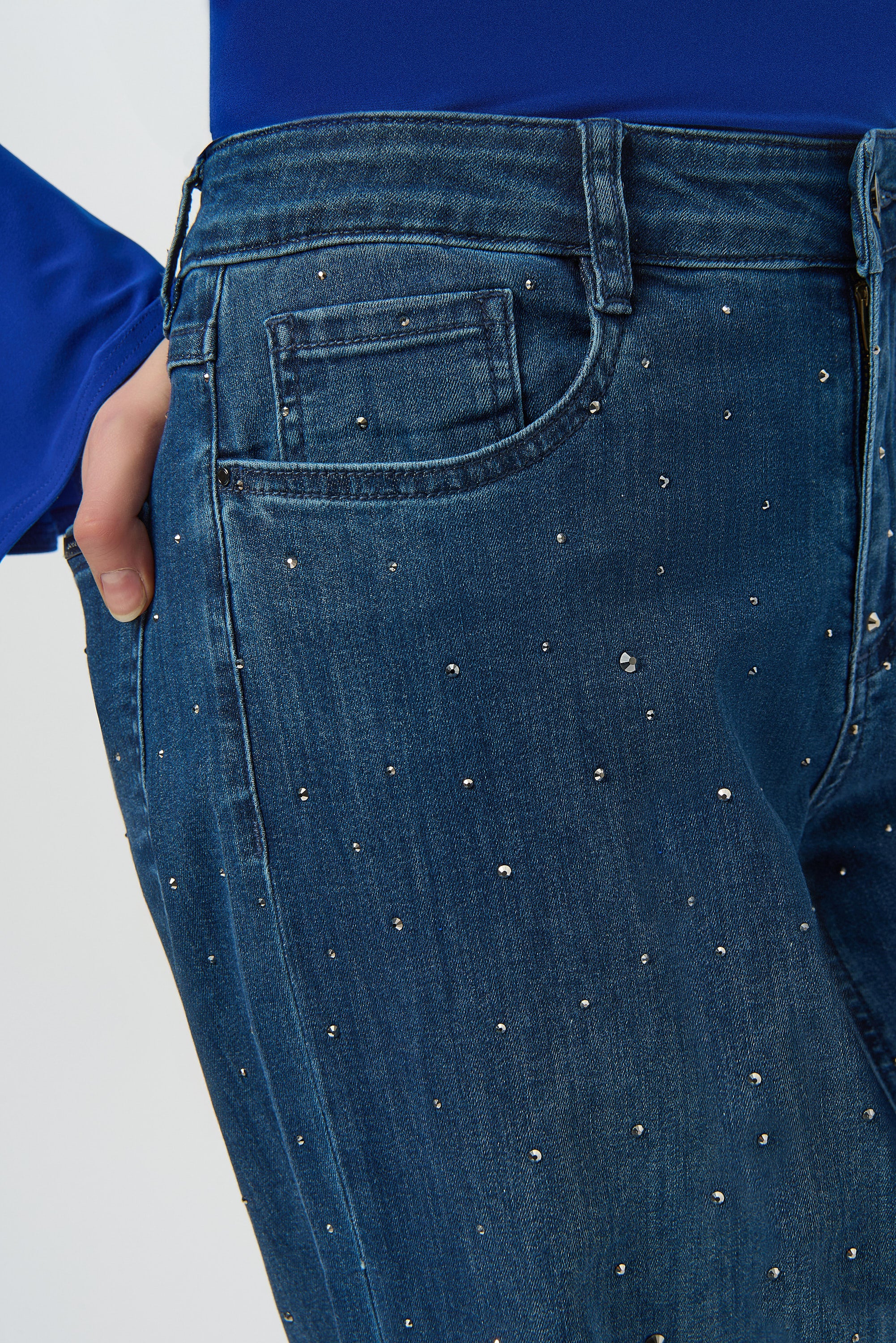Medium Blue Studded Jeans - 254921