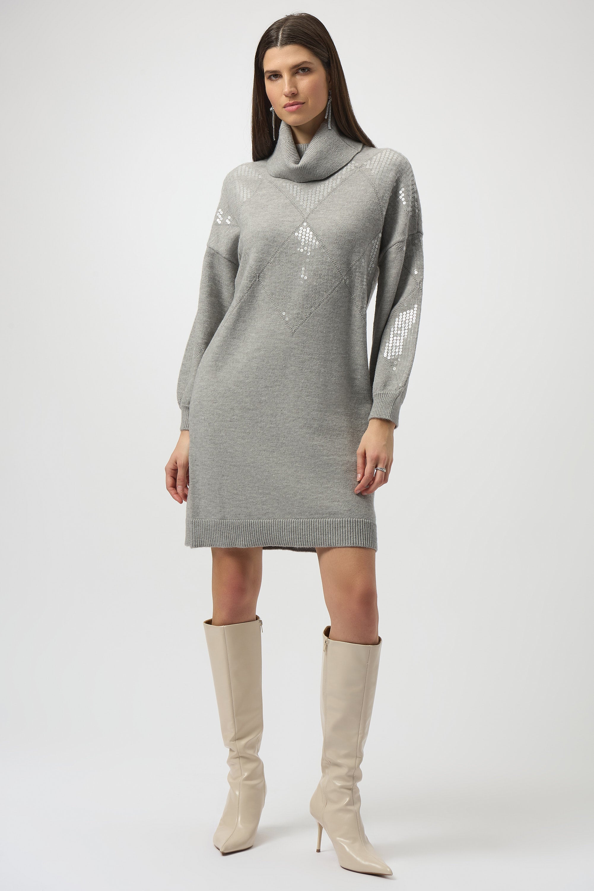 Grey Melange Sweater Dress - 254931