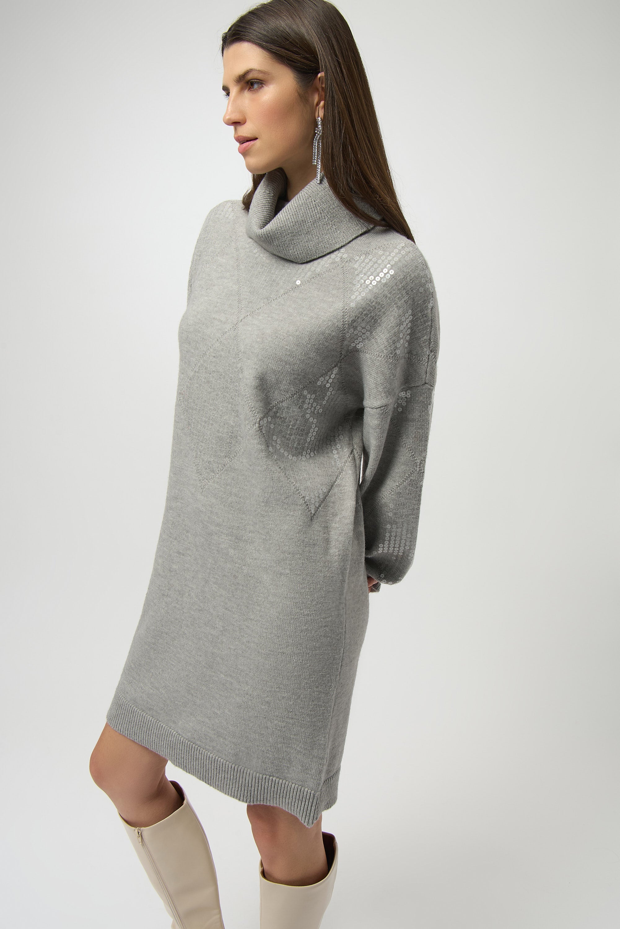 Grey Melange Sweater Dress - 254931
