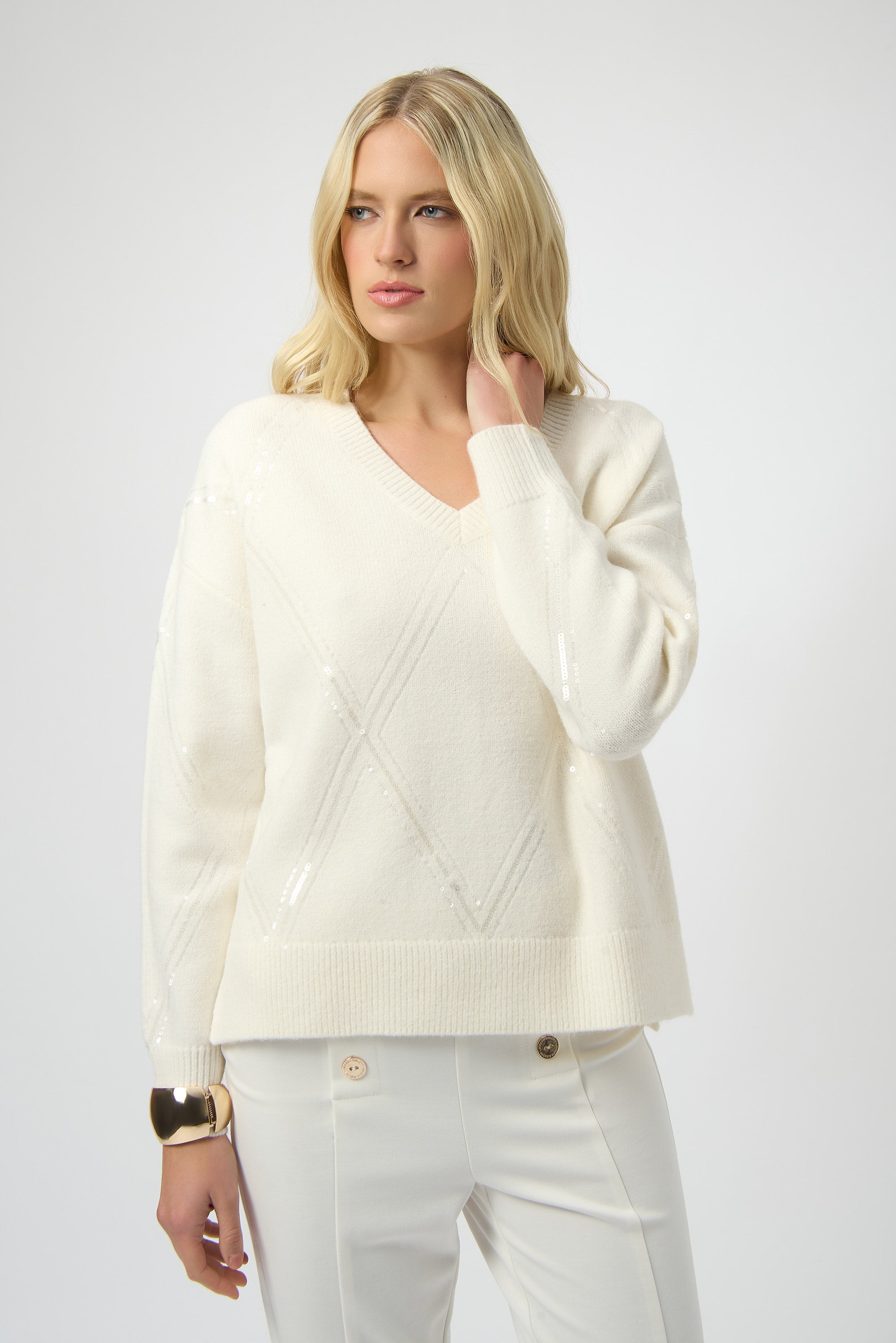 Winter White Sequin Sweater - 254949