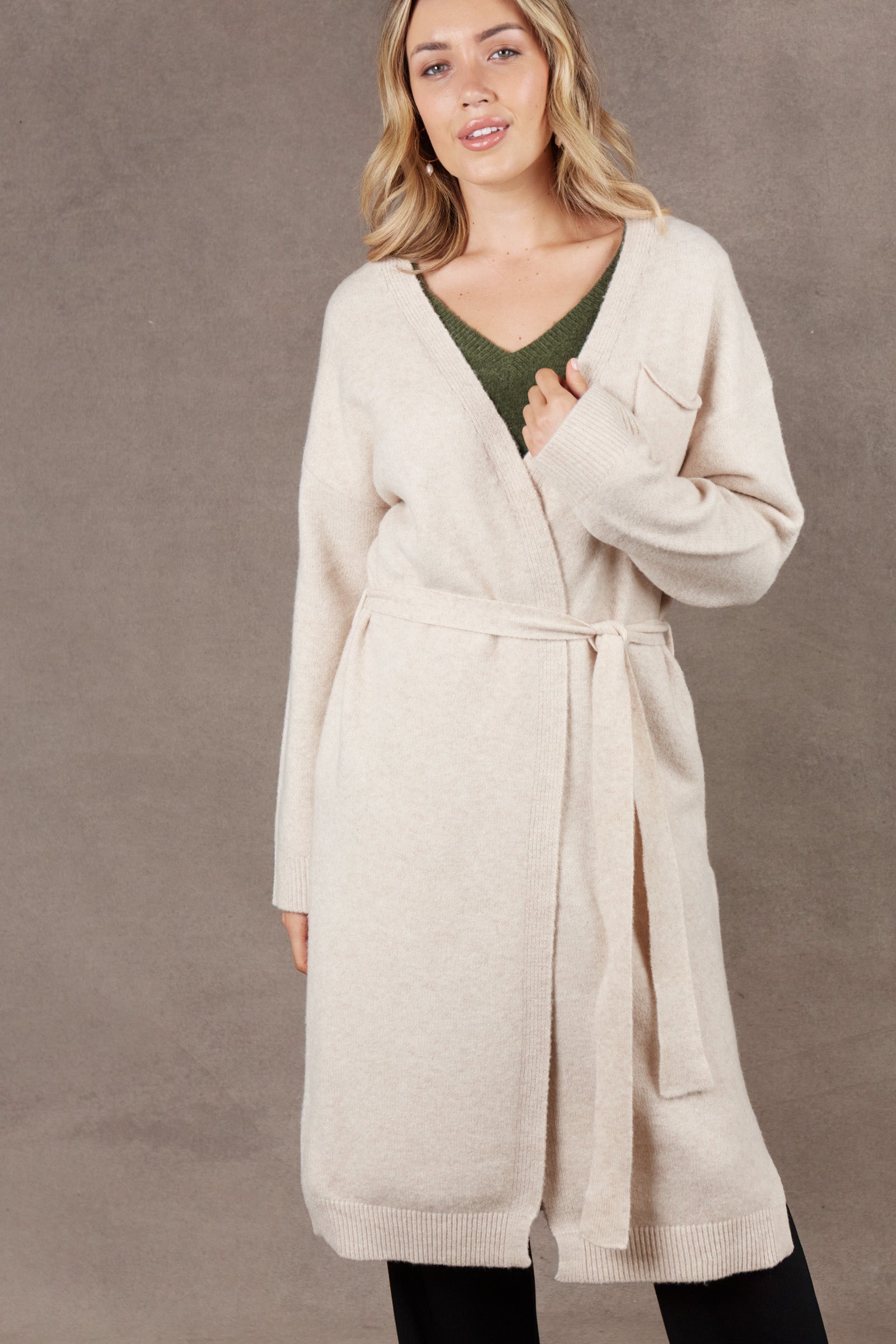 Paarl Long Tie Cardigan - Oat