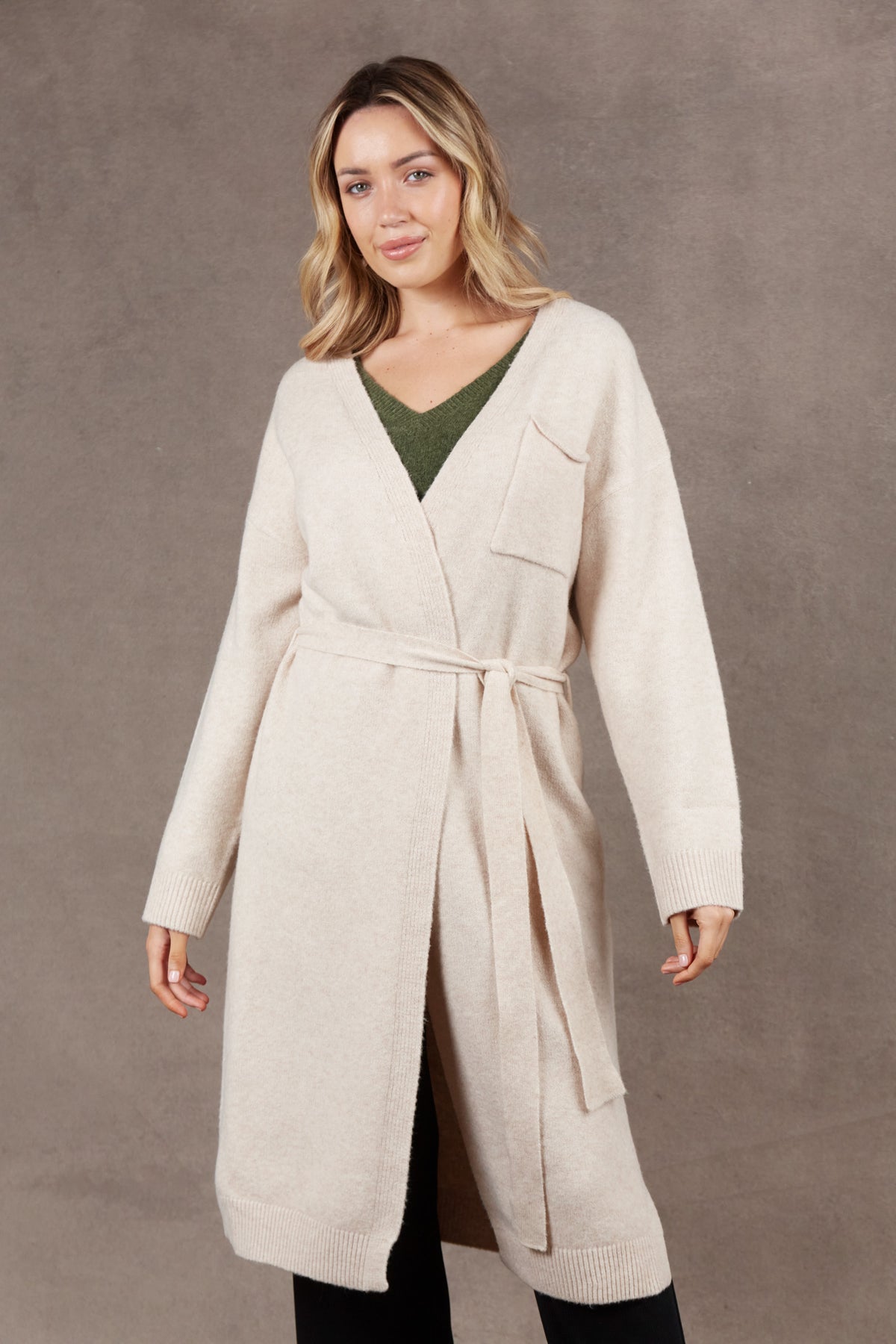 Paarl Long Tie Cardigan - Oat