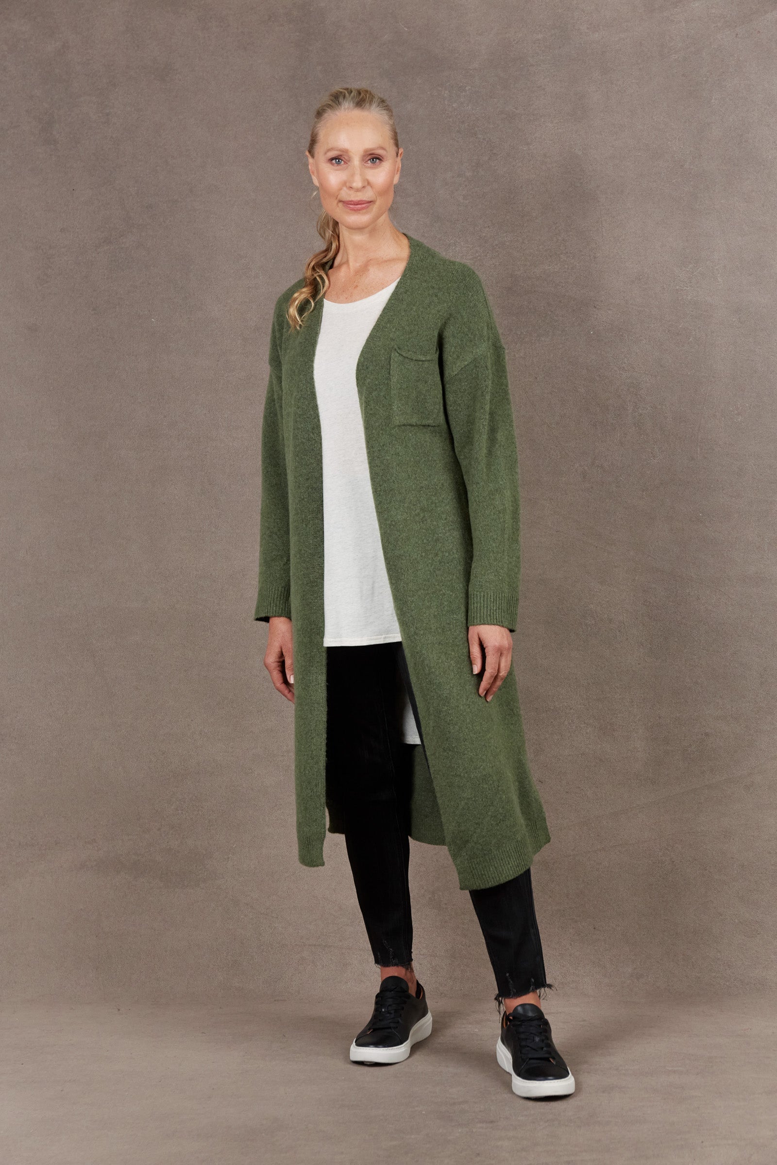 Paarl Long Tie Cardigan - Moss