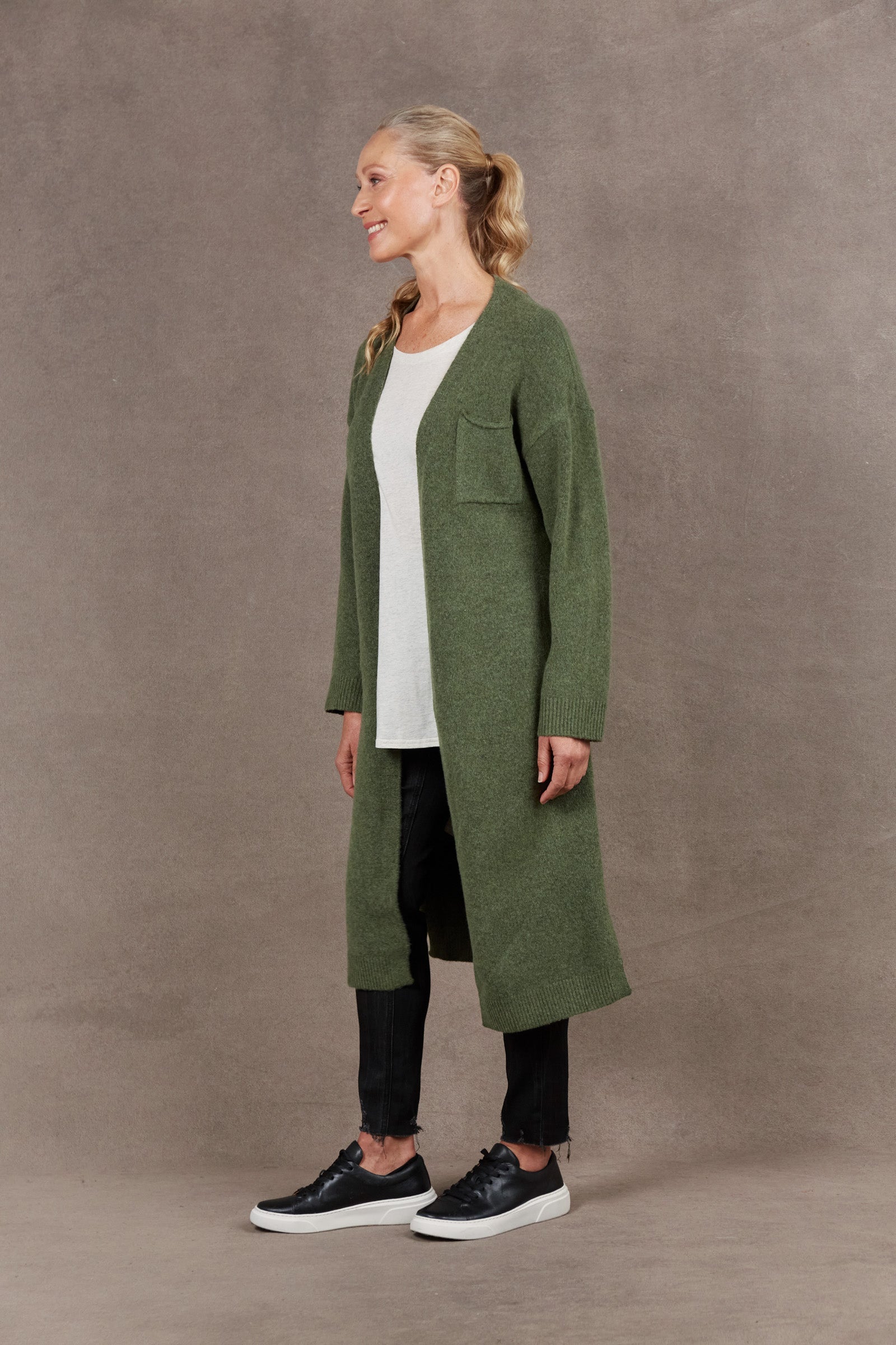 Paarl Long Tie Cardigan - Moss