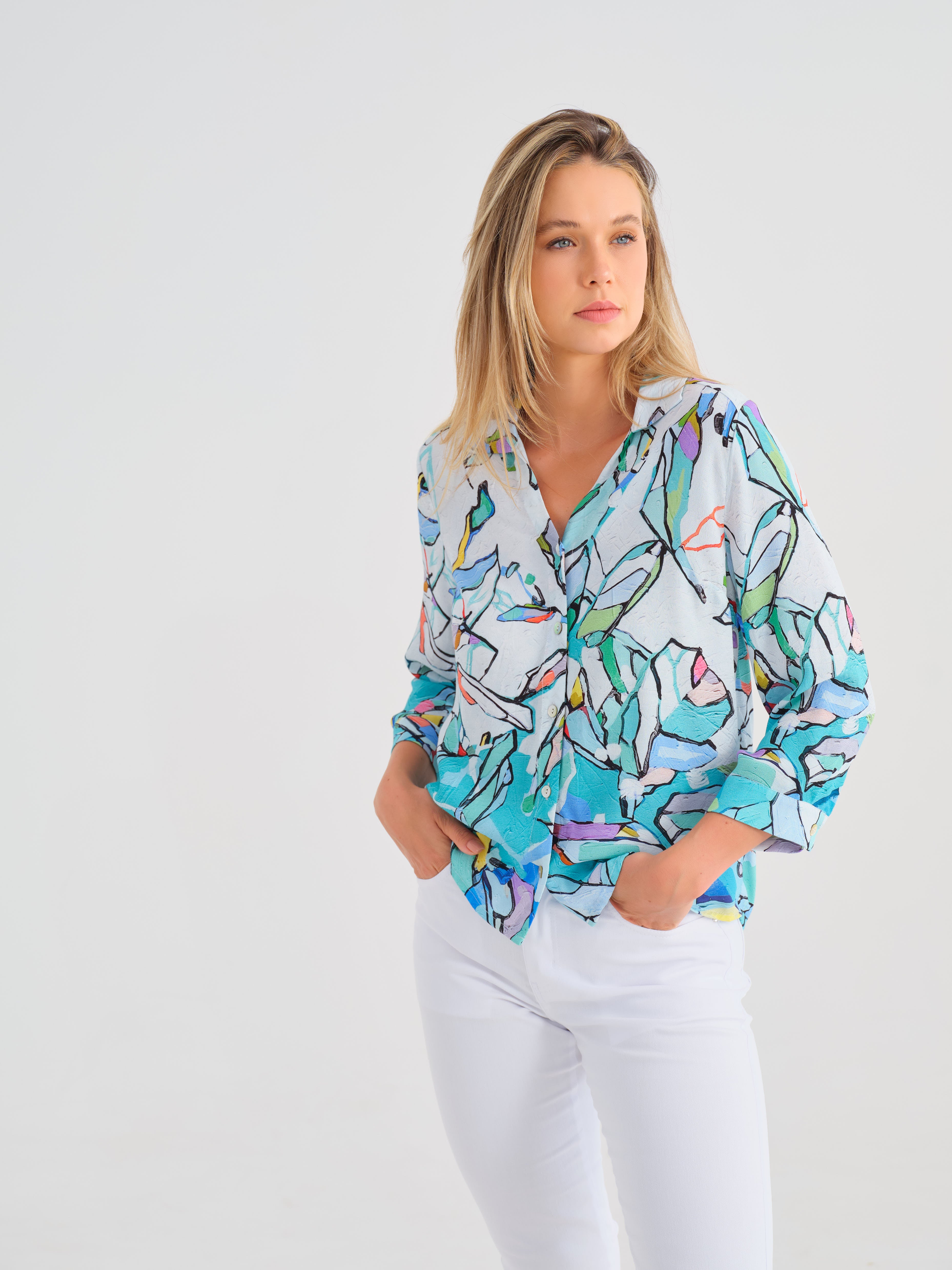 Aqua Print Shirt - 25617