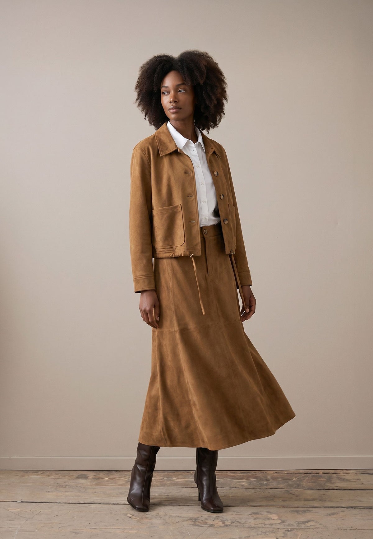 Salted Caramel Faux Suede Skirt - 26083832