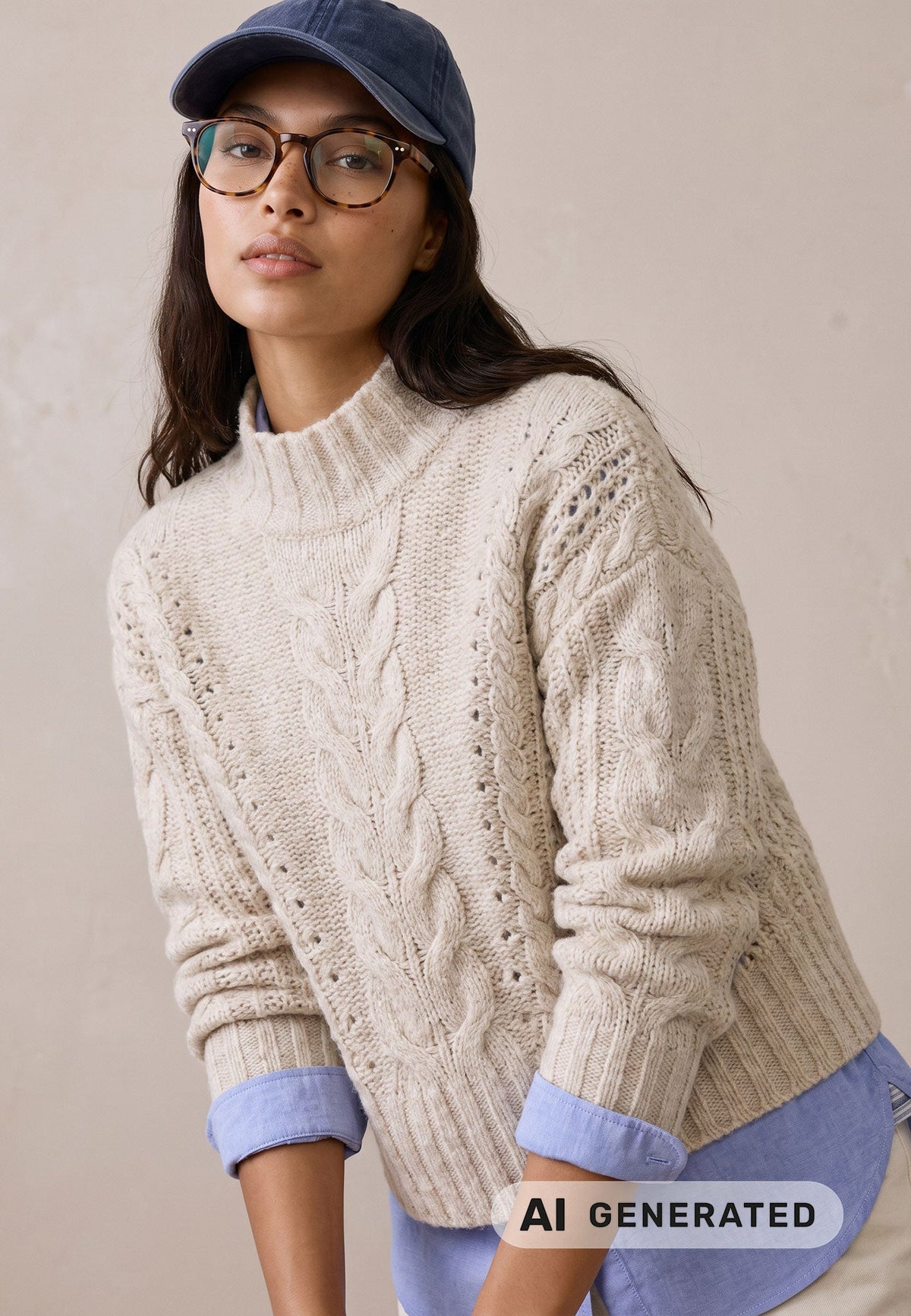 Neutral Cable Knit Pullover - 26107310