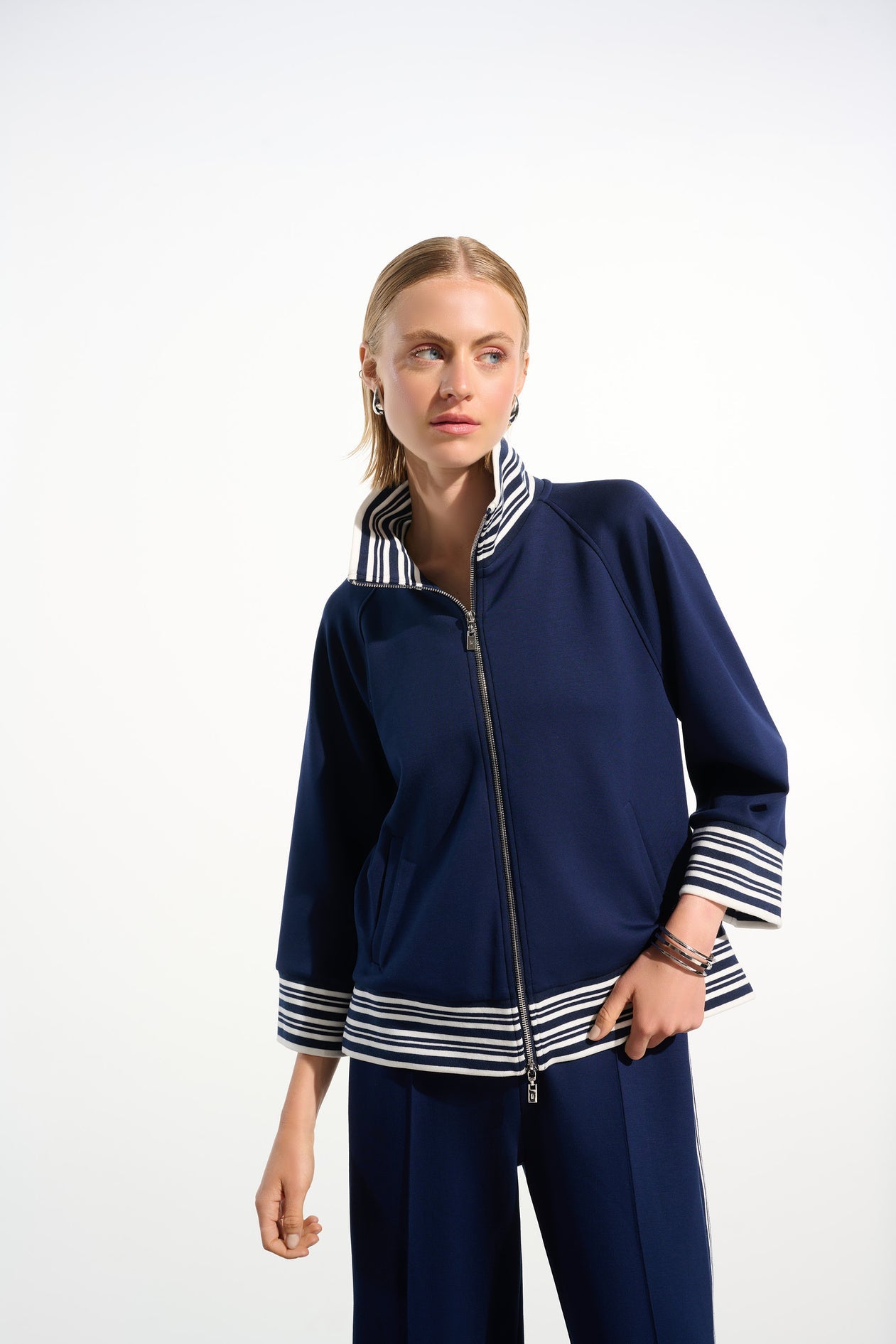 Blue Funnel Neck Zip Jacket - 261617