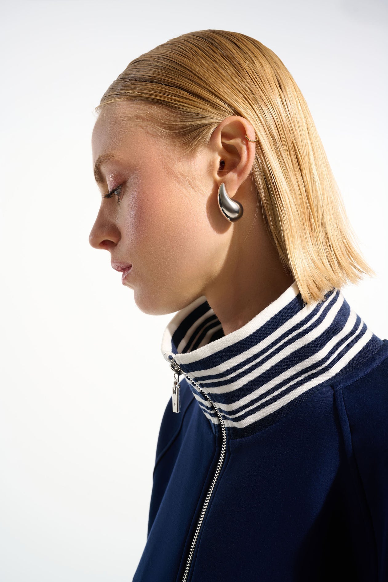 Blue Funnel Neck Zip Jacket - 261617