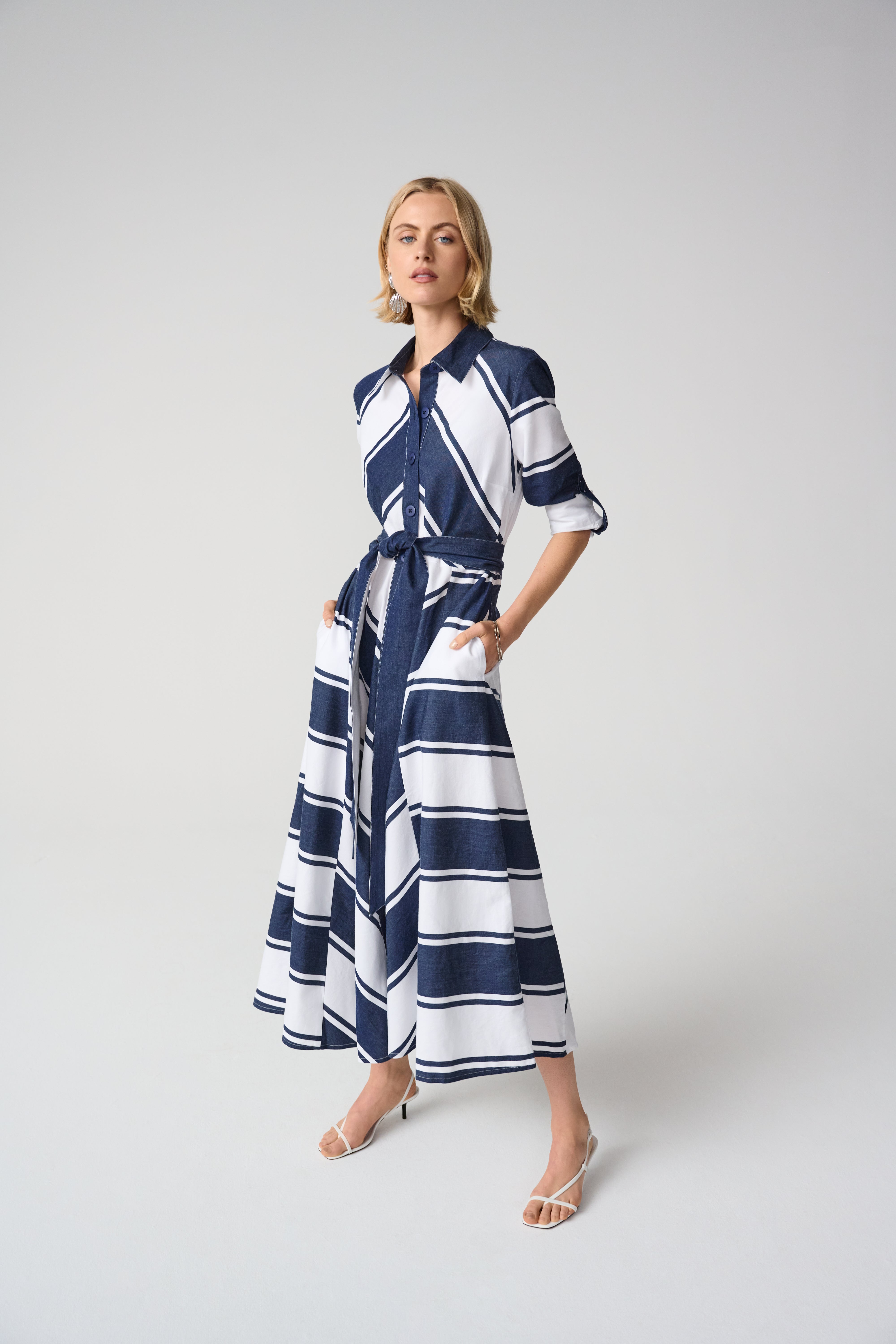 Navy & White Stripe Dress - 261936