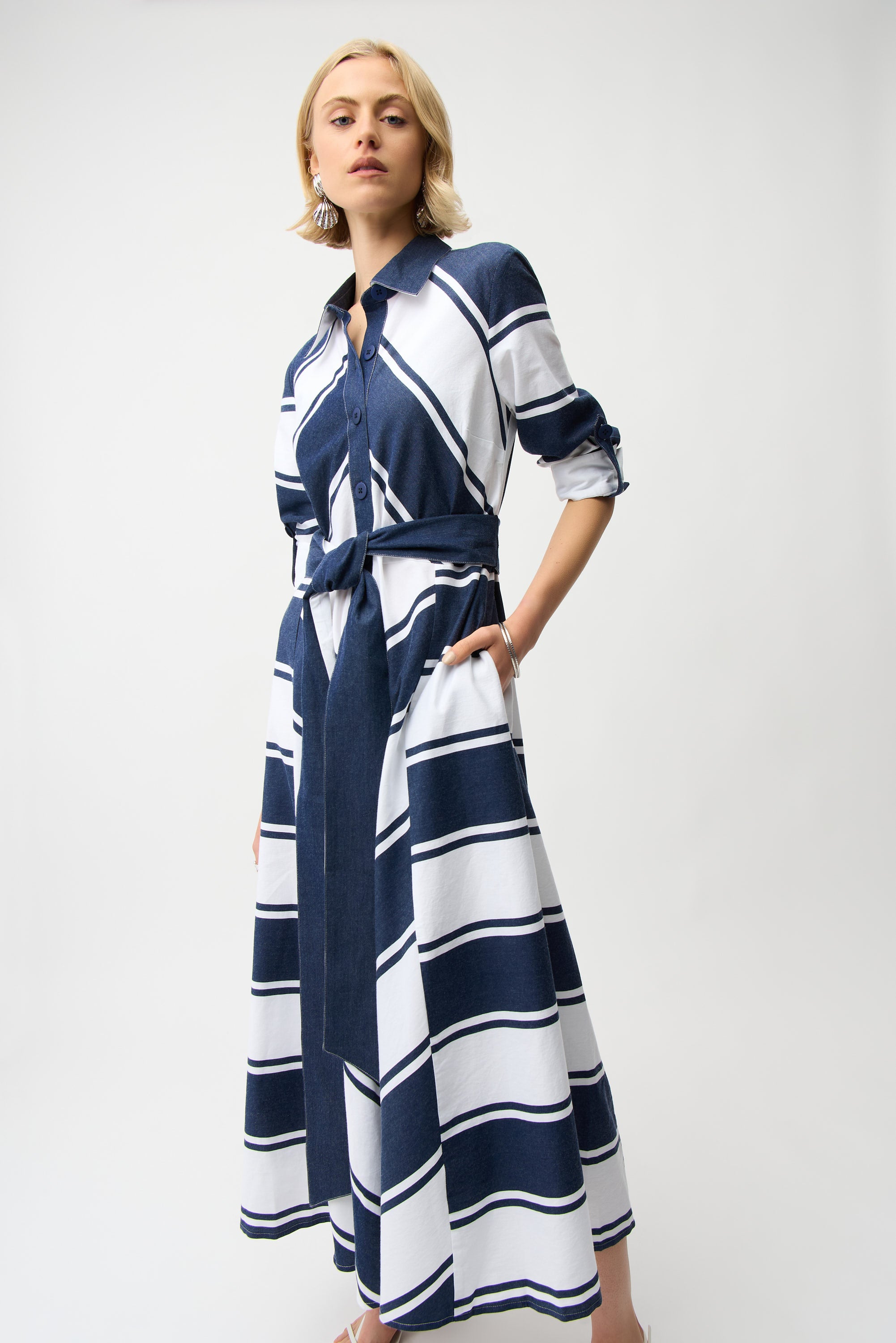 Navy & White Stripe Dress - 261936