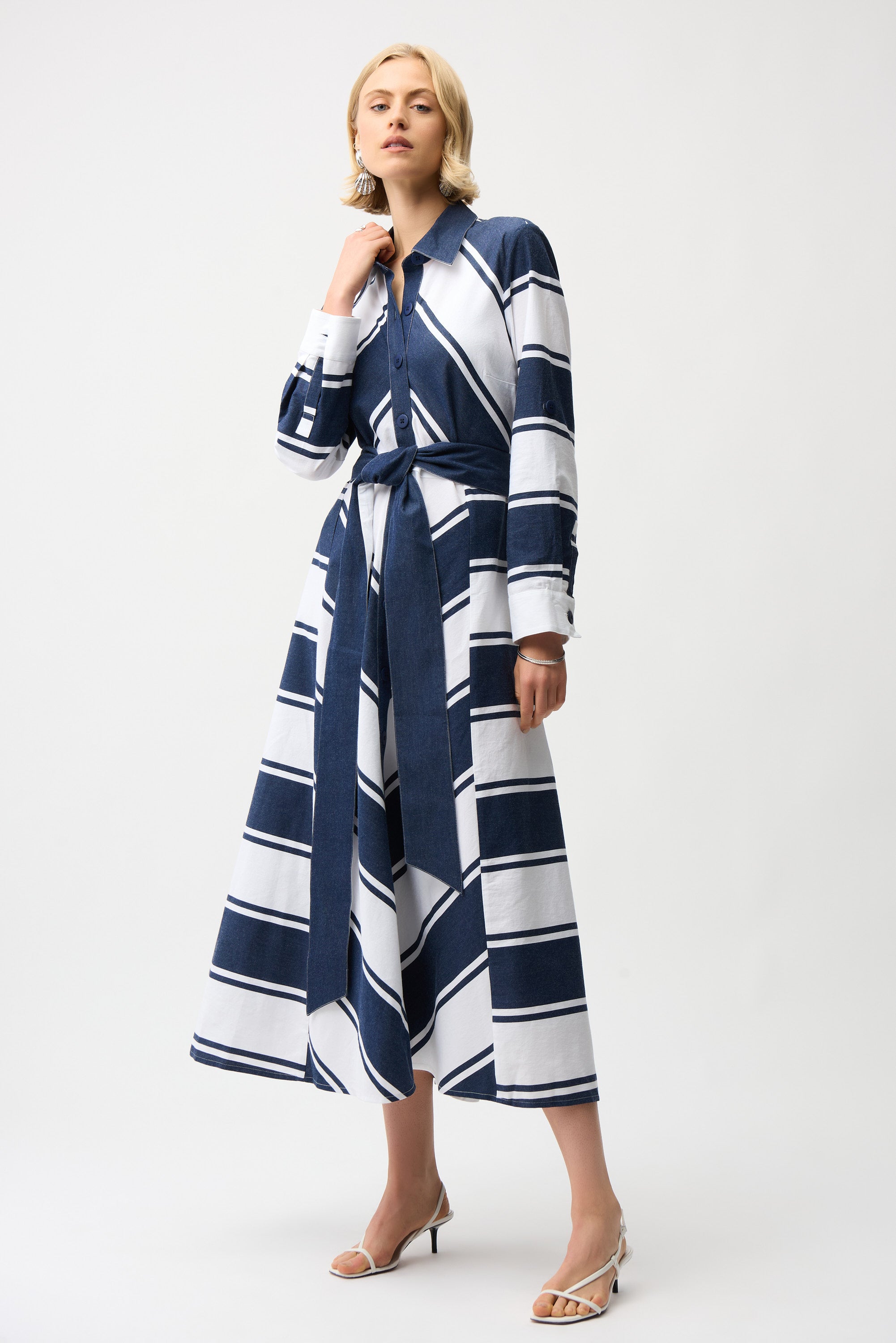 Navy & White Stripe Dress - 261936