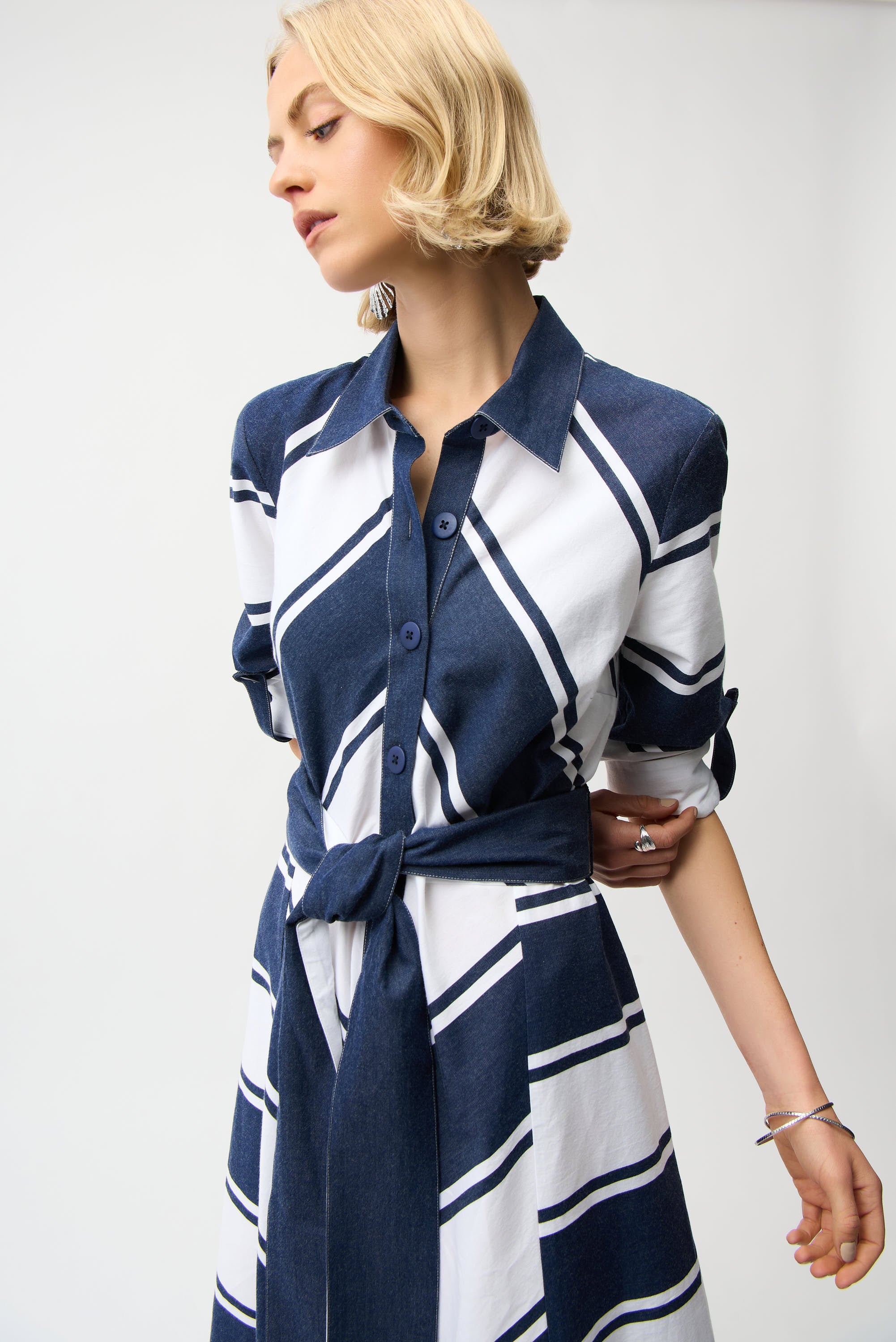 Navy & White Stripe Dress - 261936