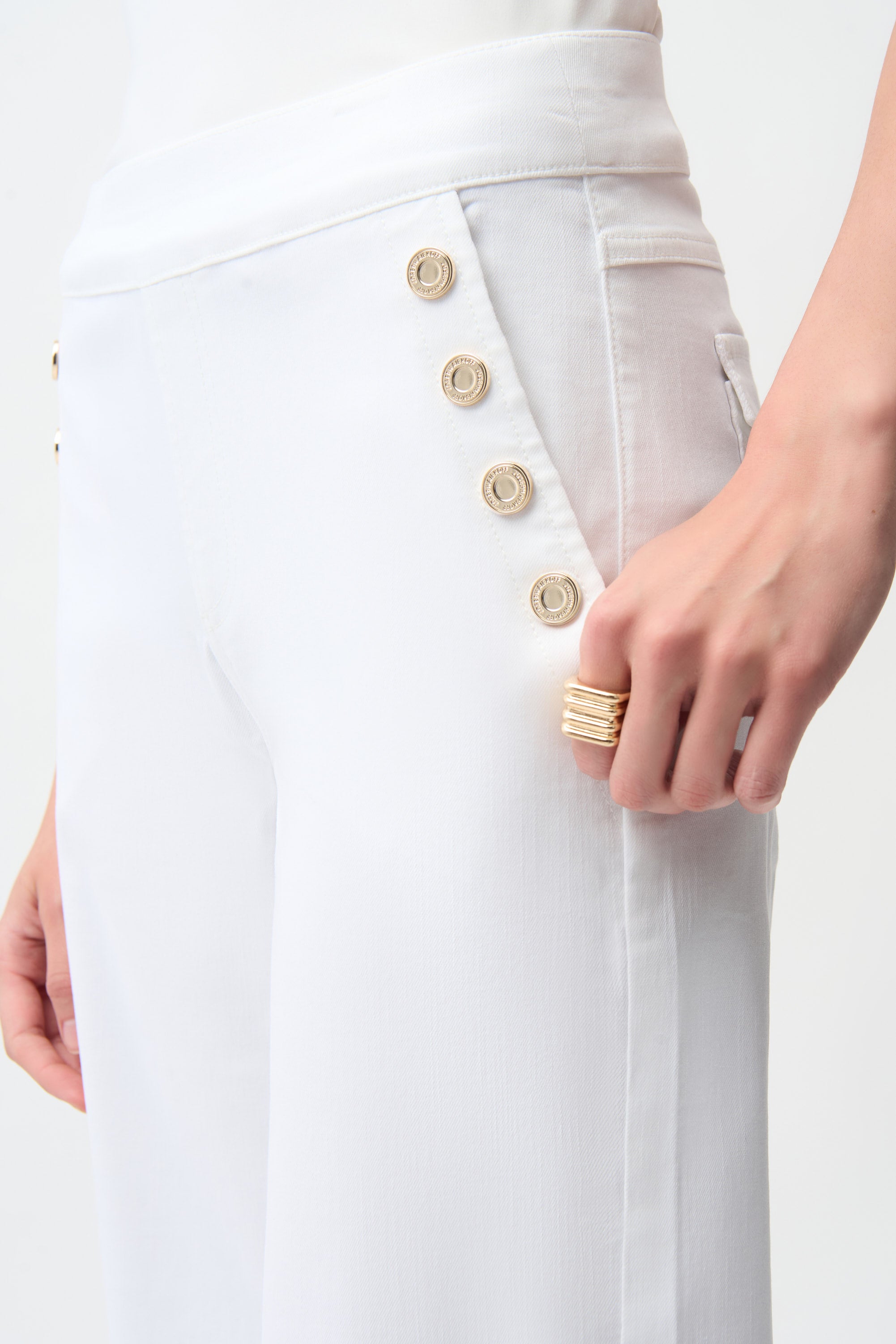 White Pull On Jeans - 261972