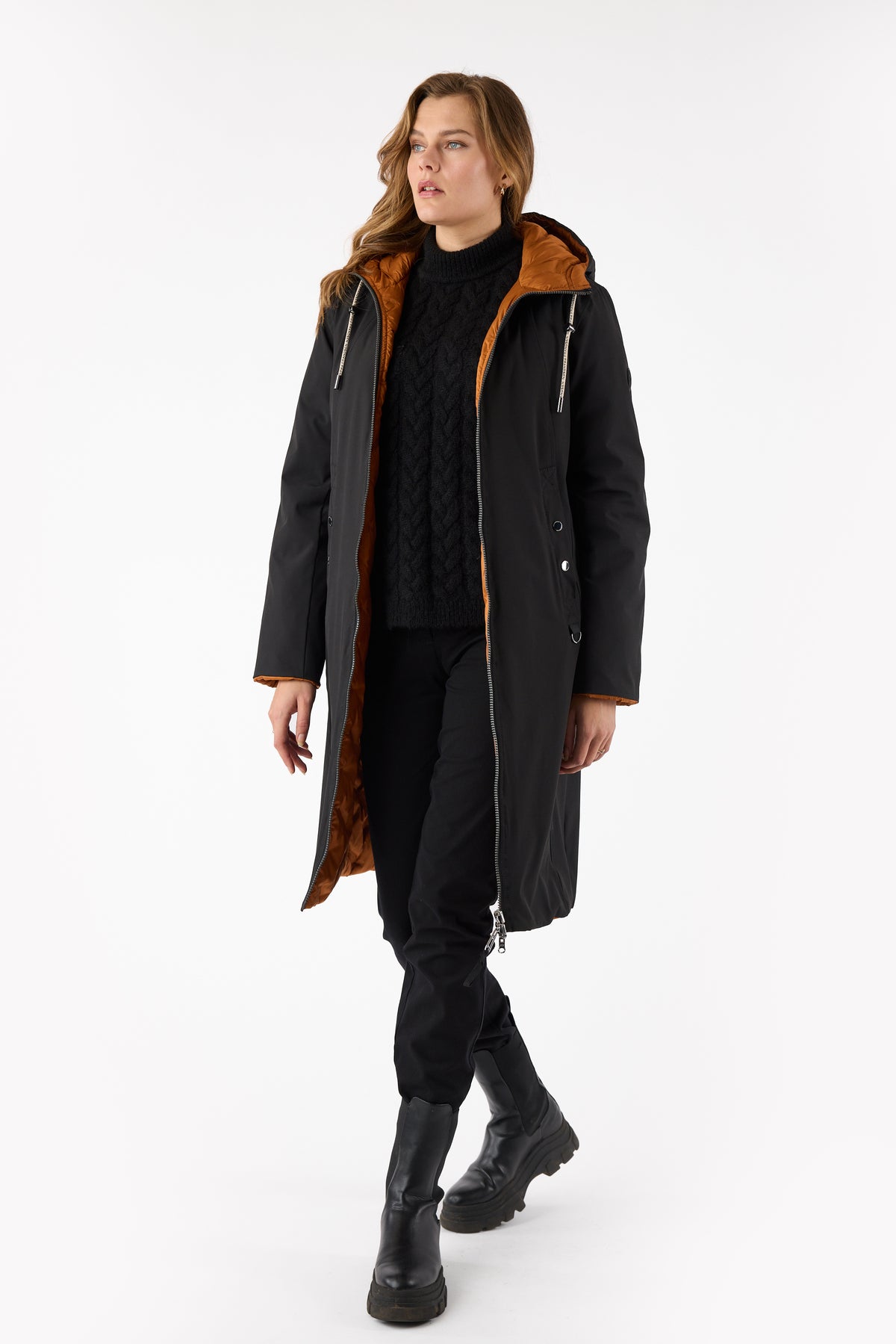Black & Ginger 2 In 1 Coat - 541