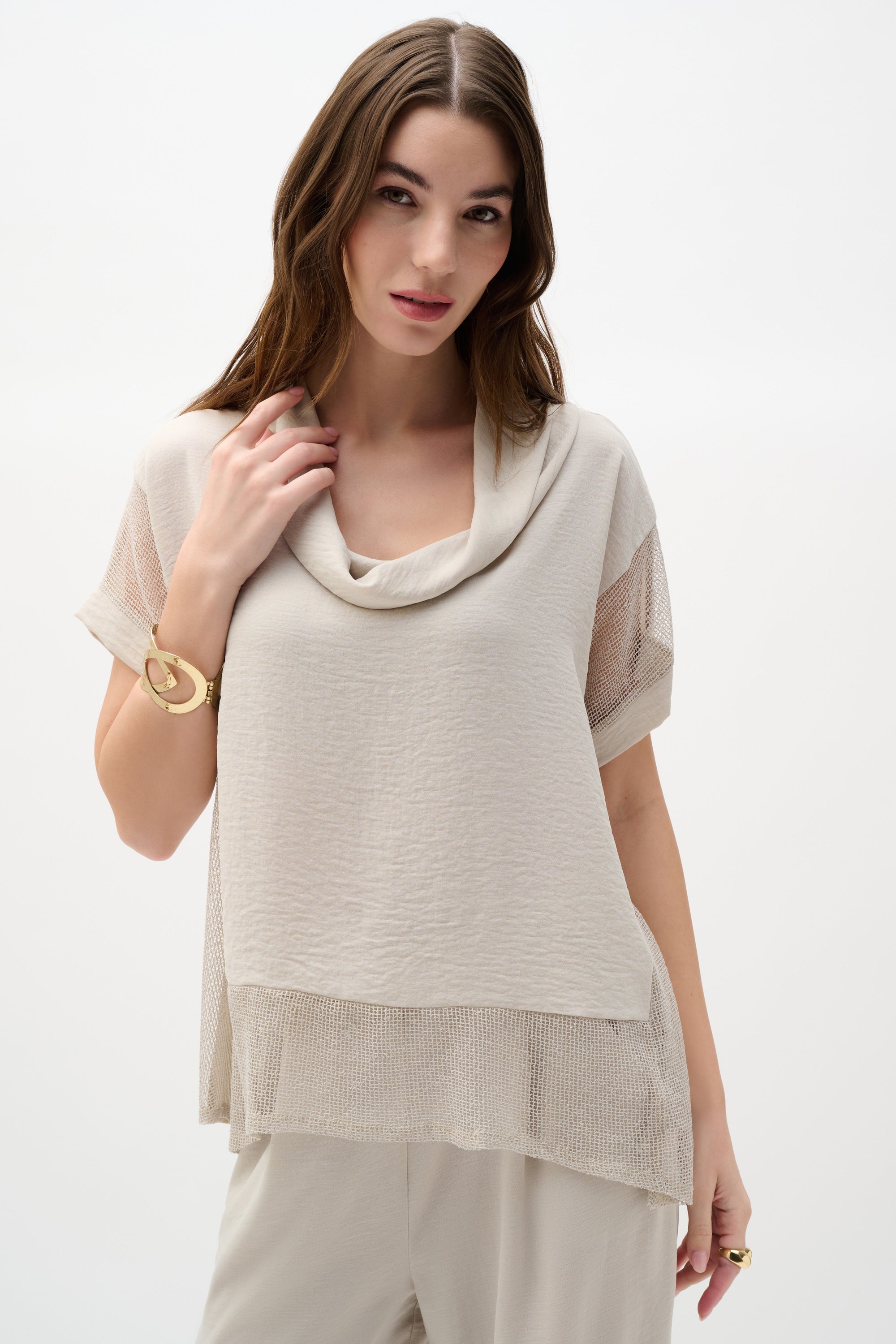 Moonstone Mesh Trim Top - 262045