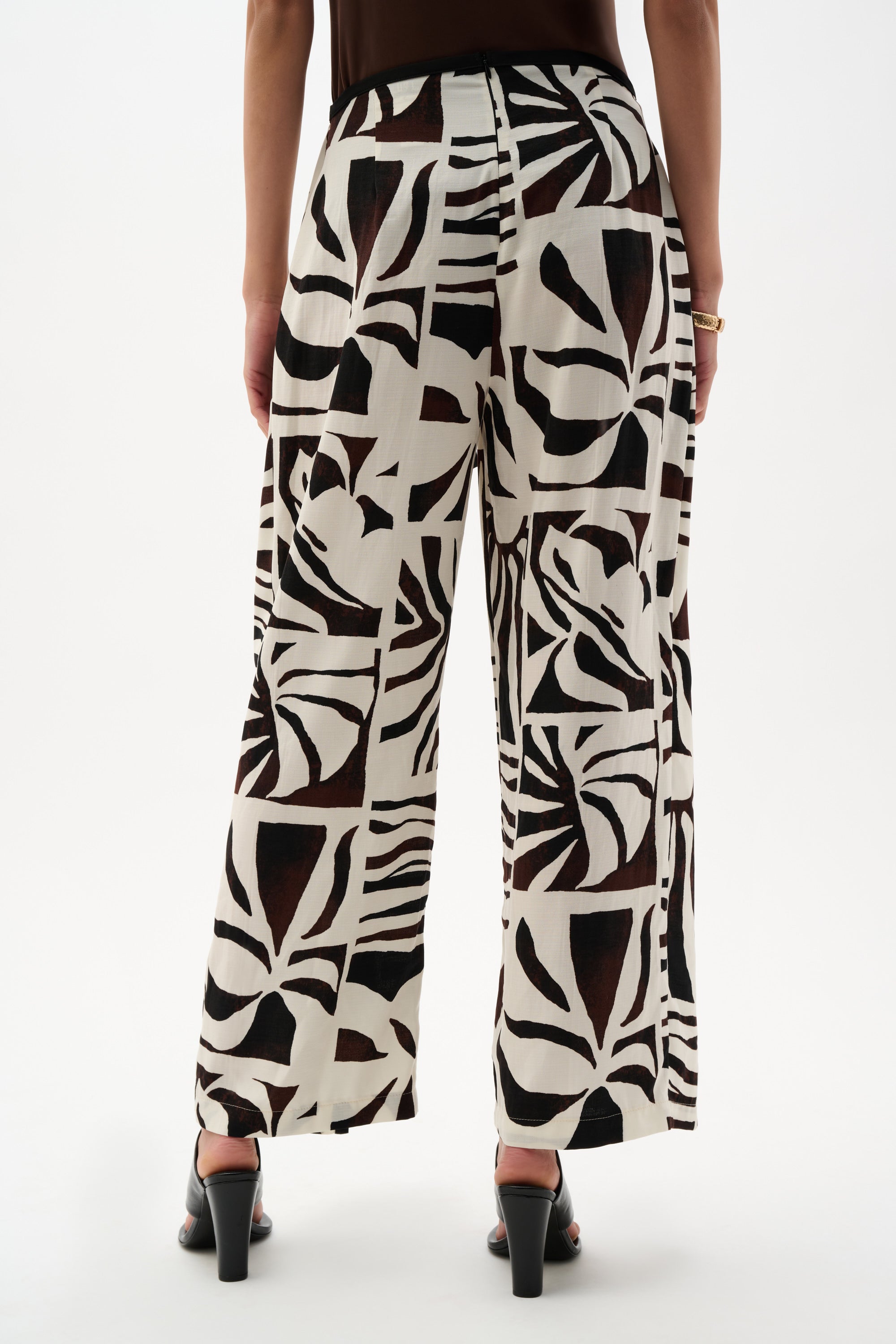 Beige Multi Print Trousers - 262056