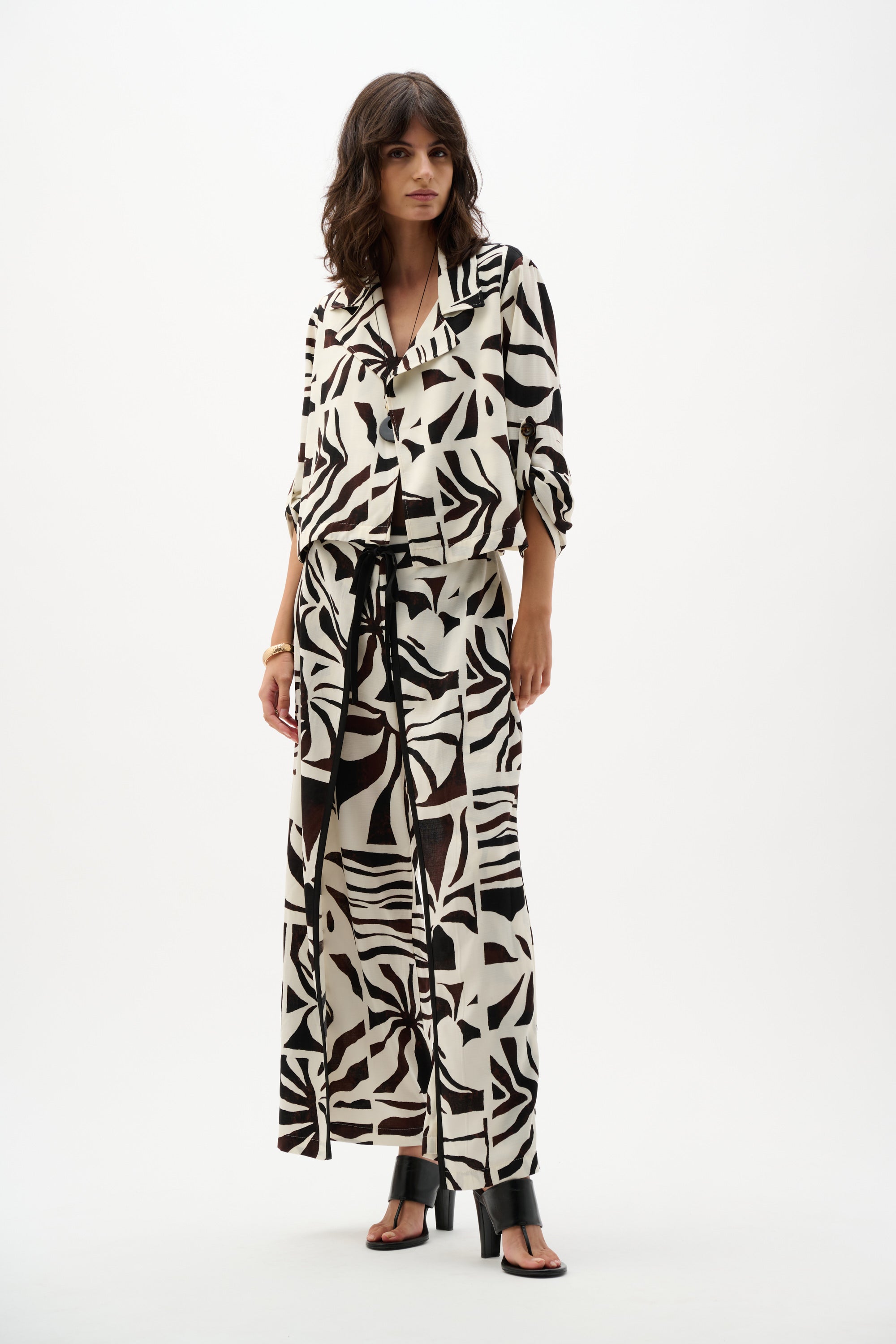 Beige Multi Print Casual Jacket - 262193