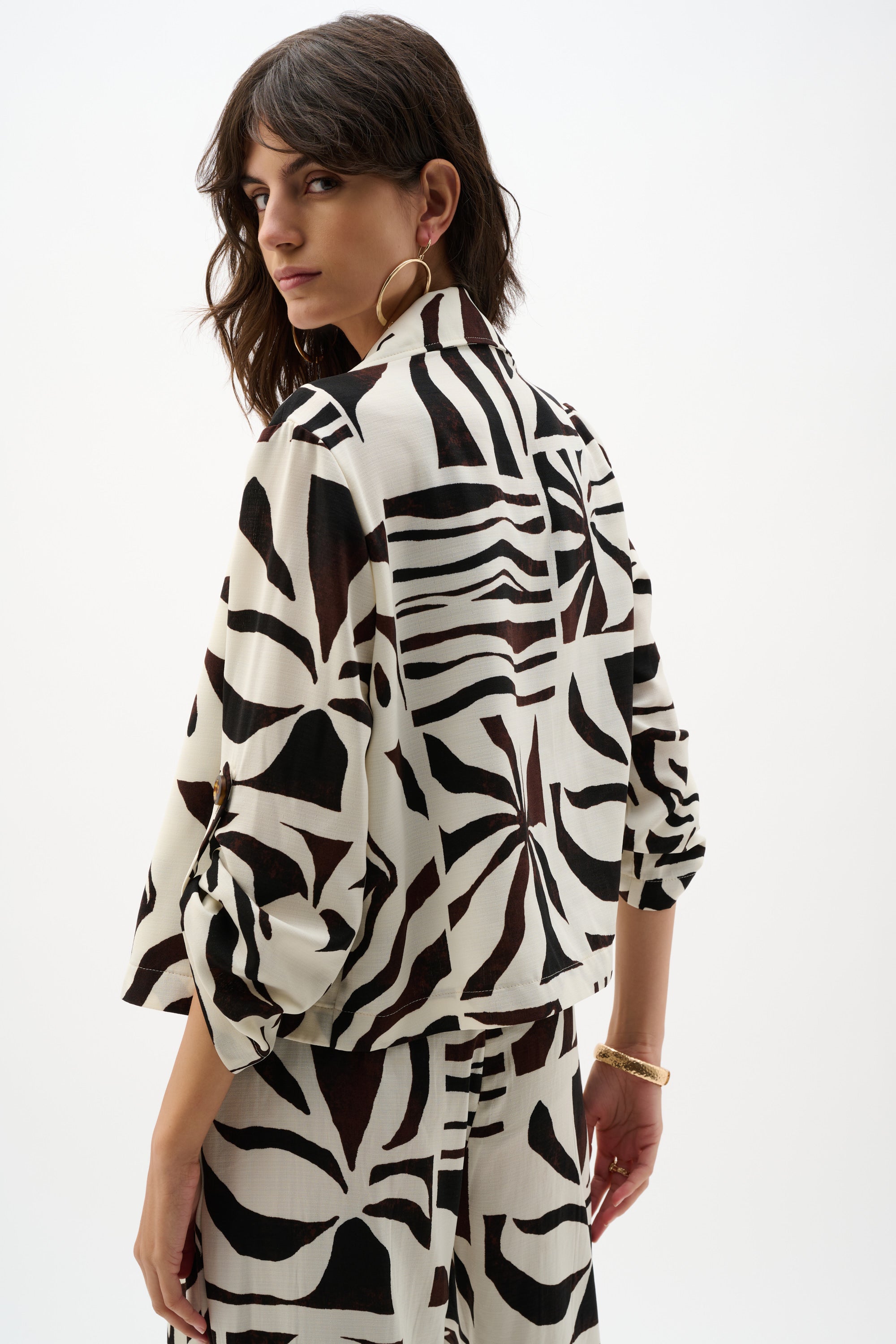 Beige Multi Print Casual Jacket - 262193