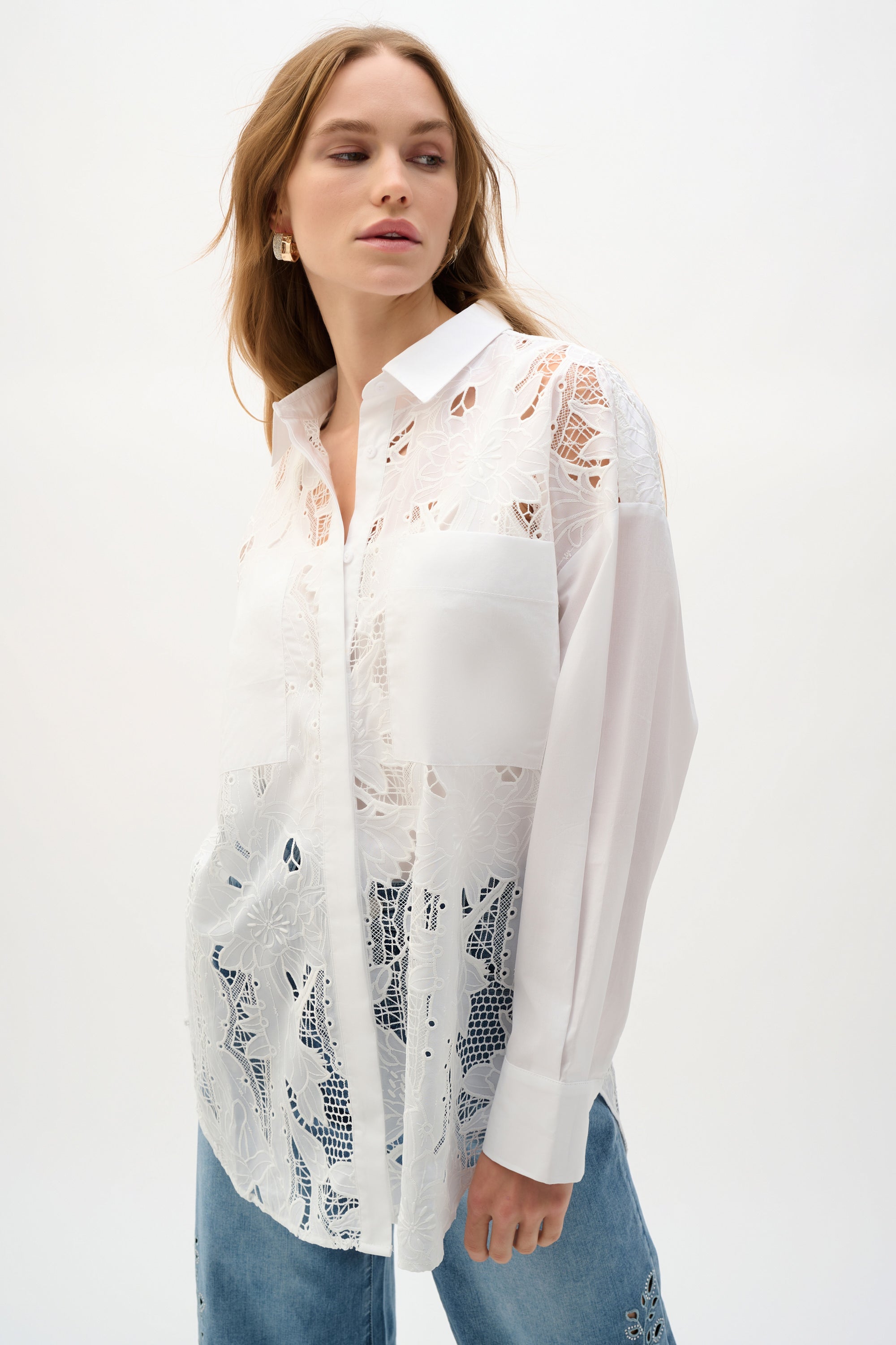 Oversized White Lace Shirt - 262952