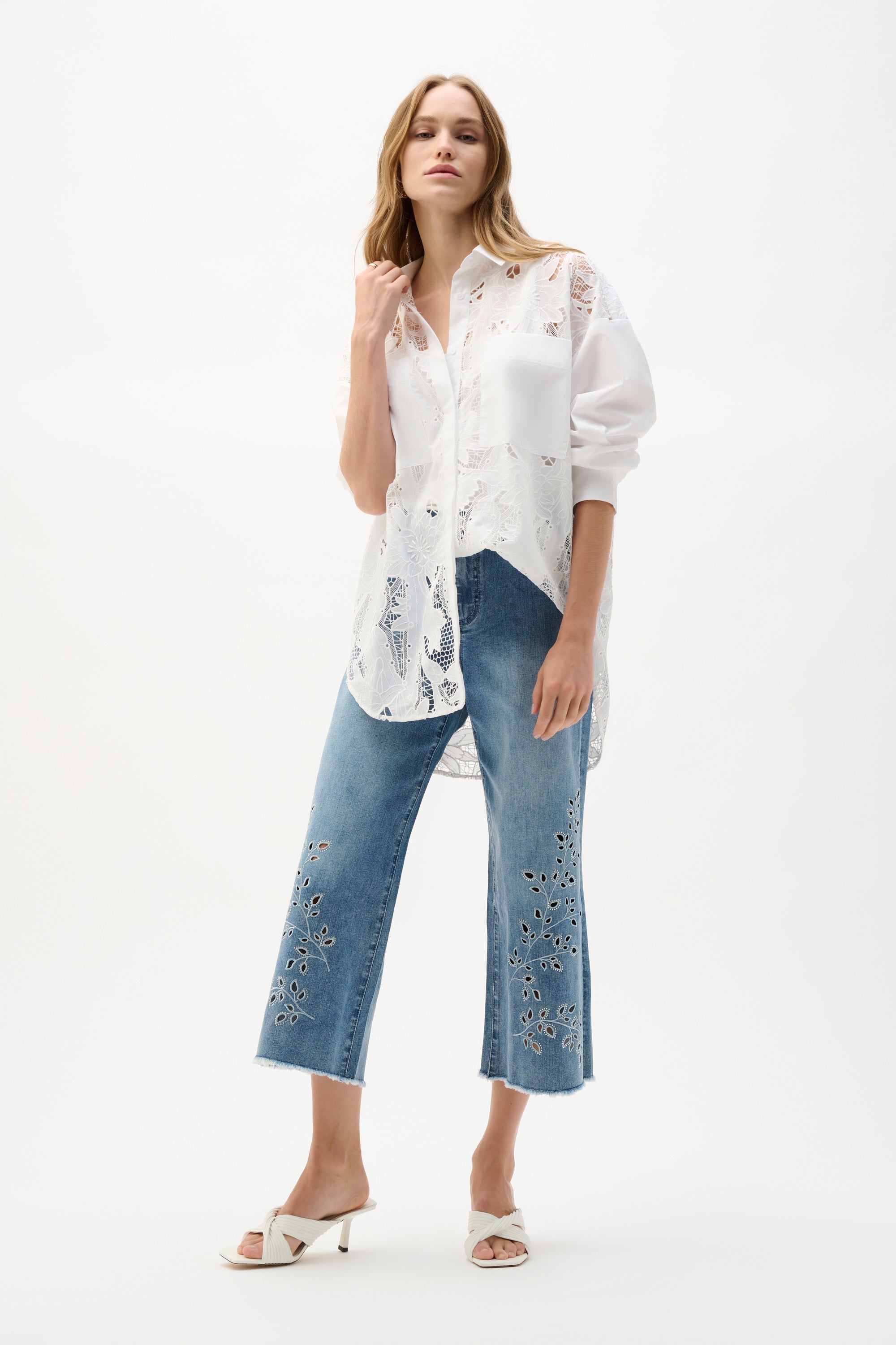 Oversized White Lace Shirt - 262952