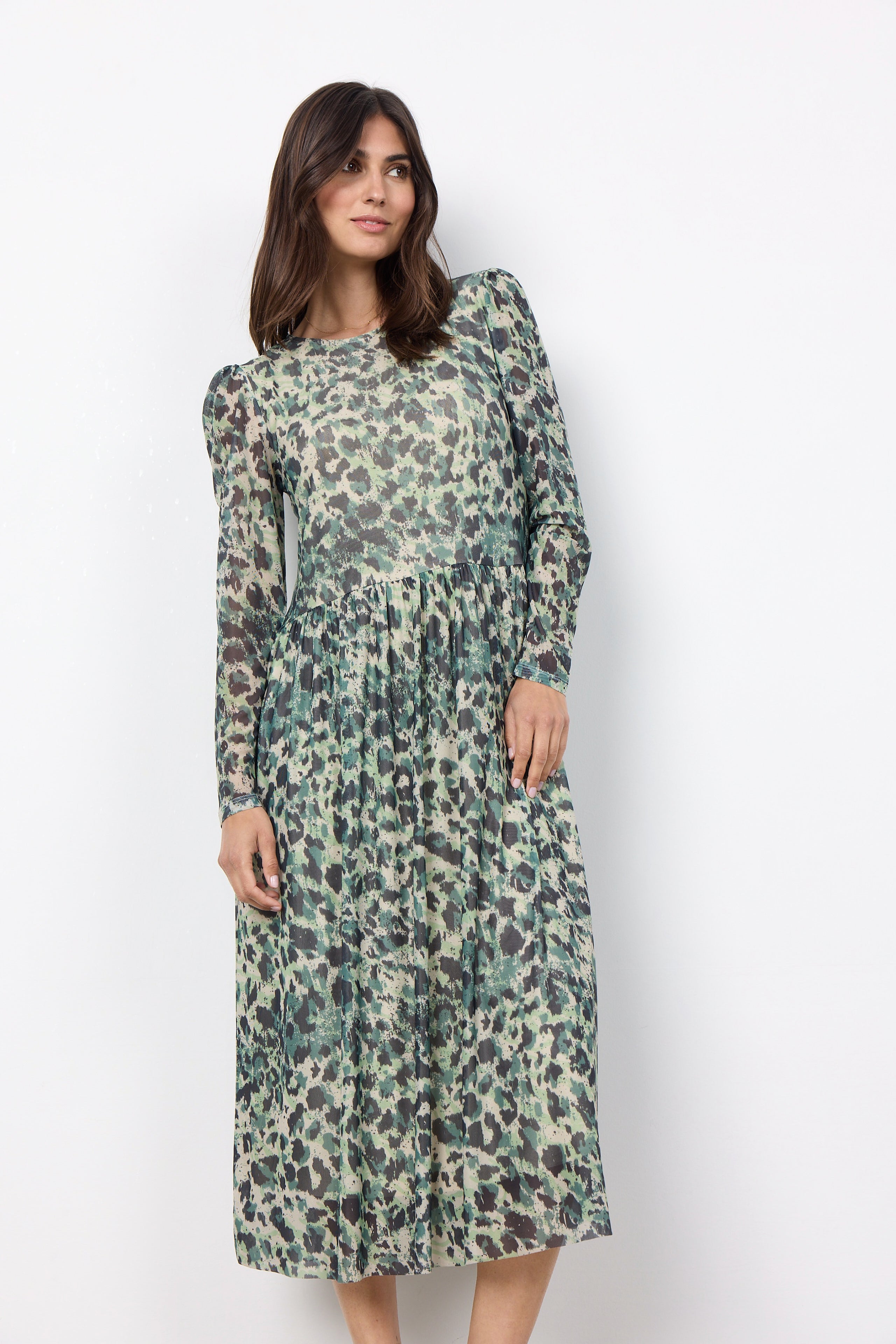 Alda AOP 50 Green Print Dress - 26401