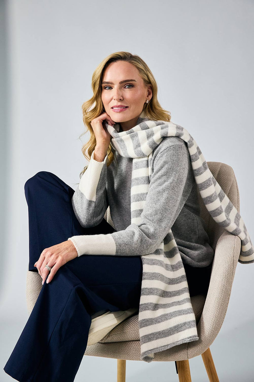 Light Grey Striped Scarf - 265144