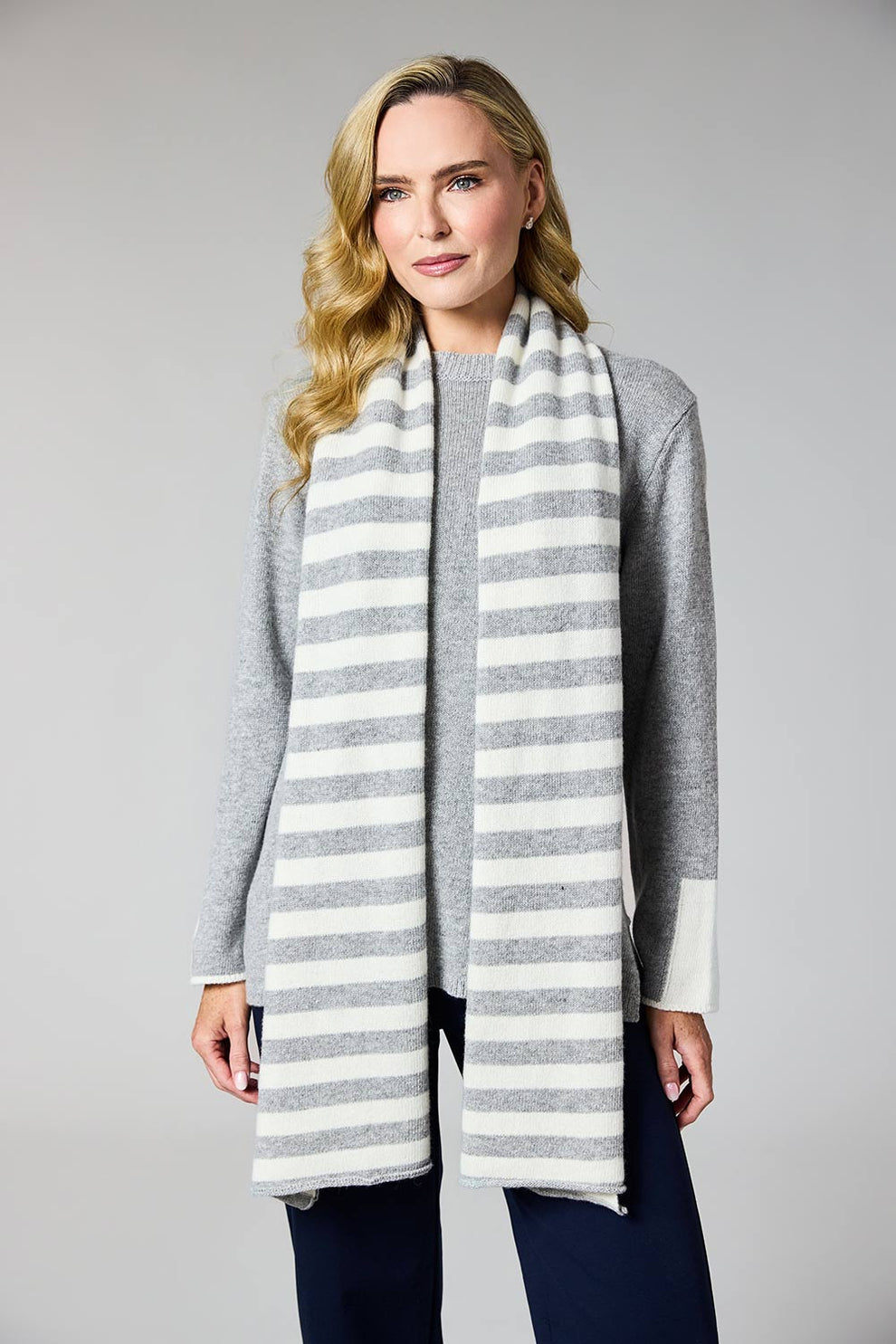 Light Grey Striped Scarf - 265144