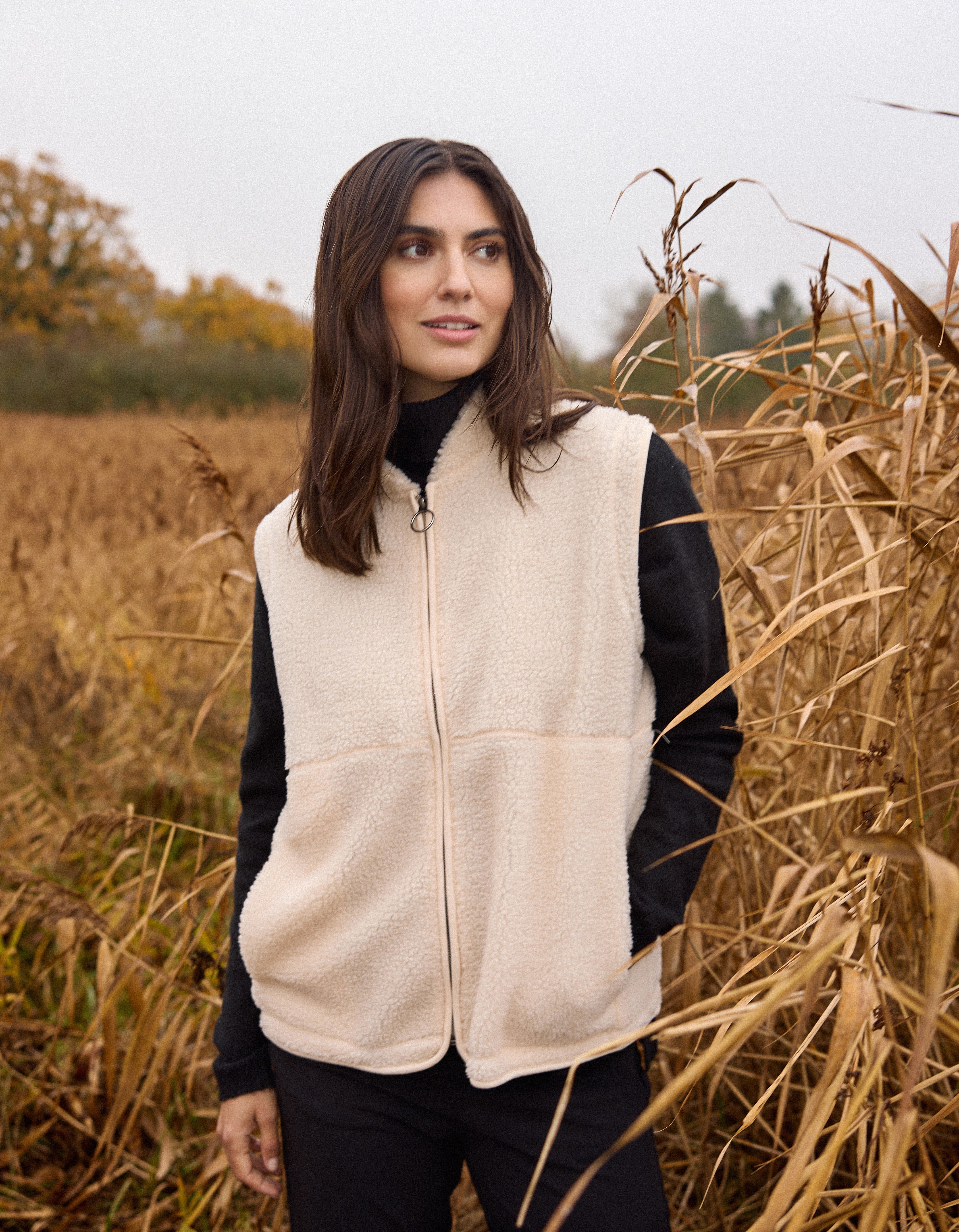 Onyx Cream Borg Fleece Gilet - 26851