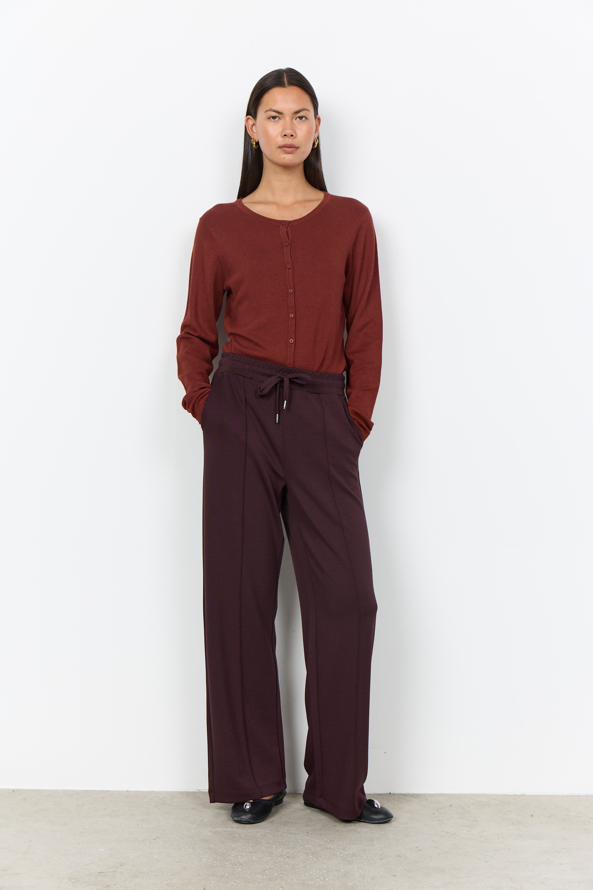 Banu 265 Chocolate Plum Jersey Pants - 27288