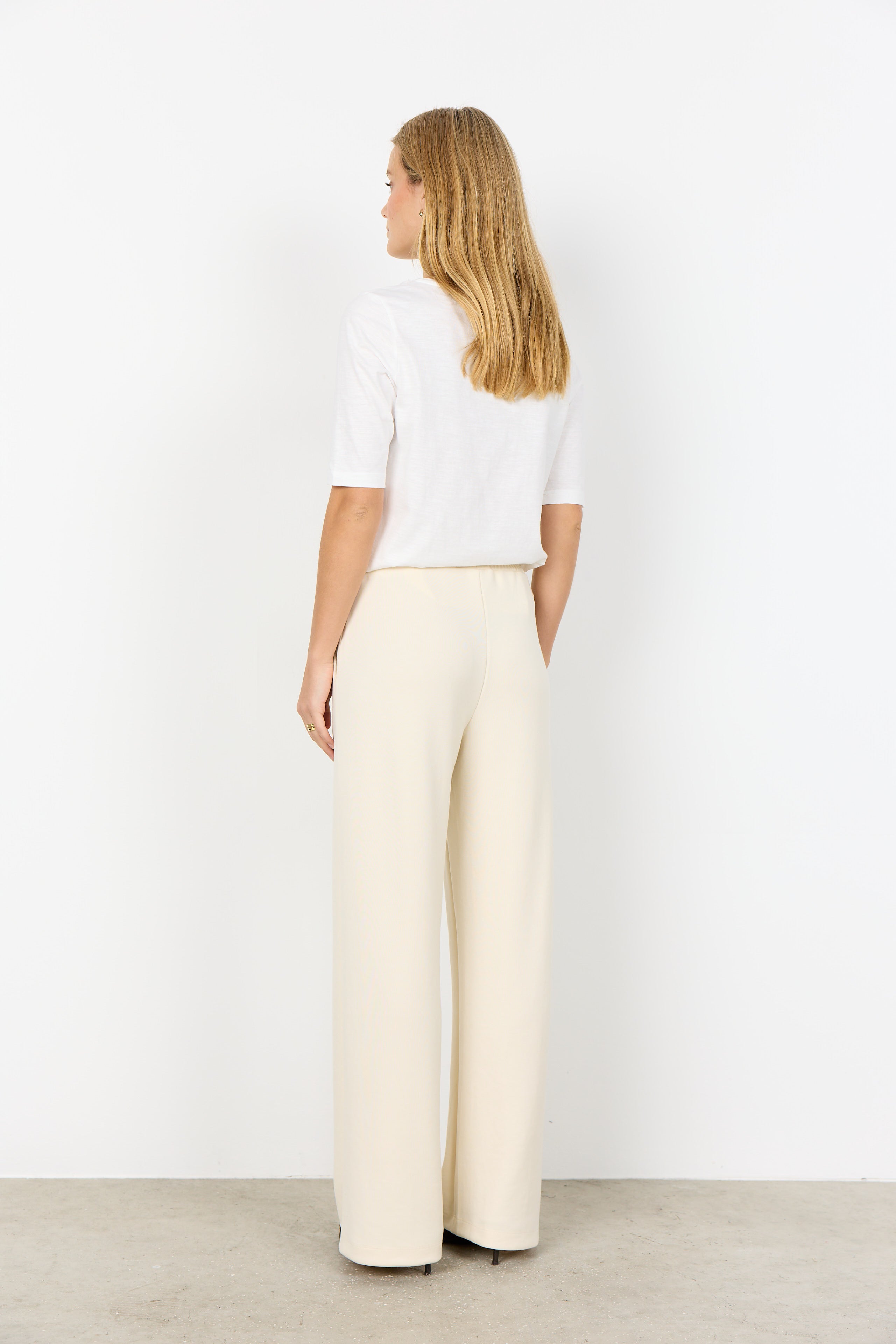 Banu 265 Cream Wide Leg Pants - 27288