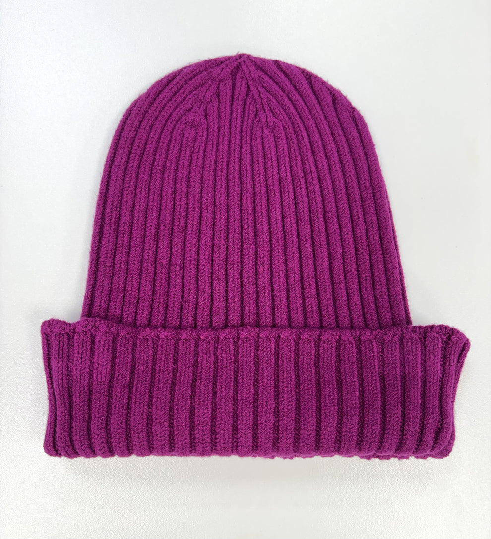Magenta Ribbed Knit Hat - 27754
