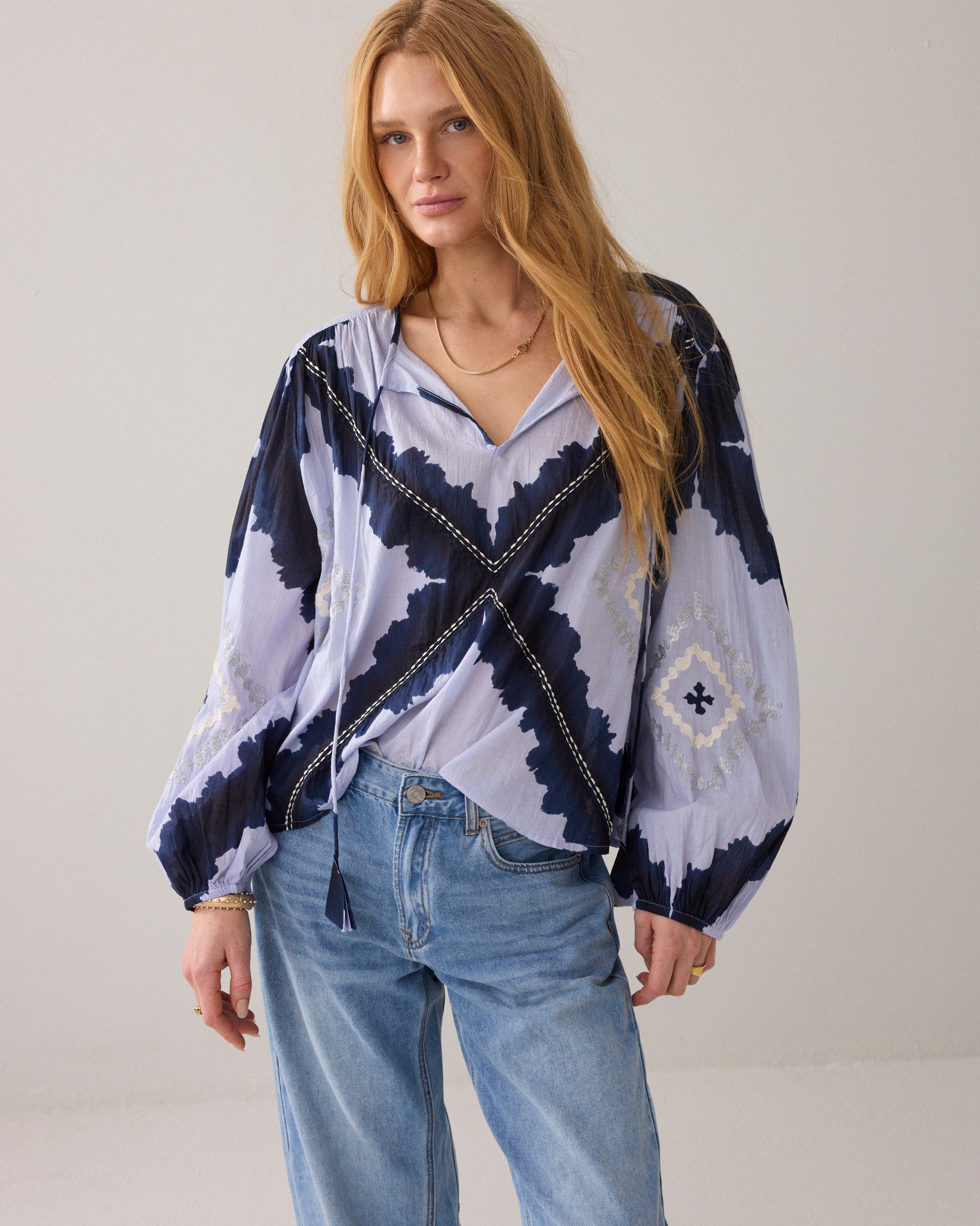Soft Blue Tie Dye Top - 2S3417