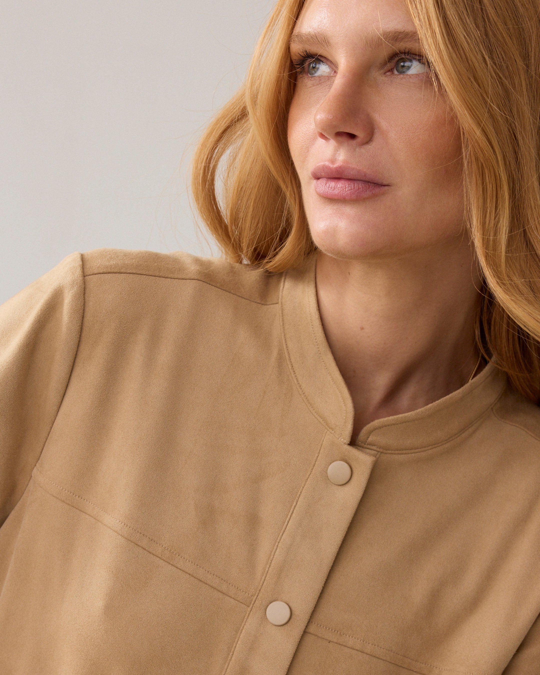 Beige Suedine Blouse - 2S3447