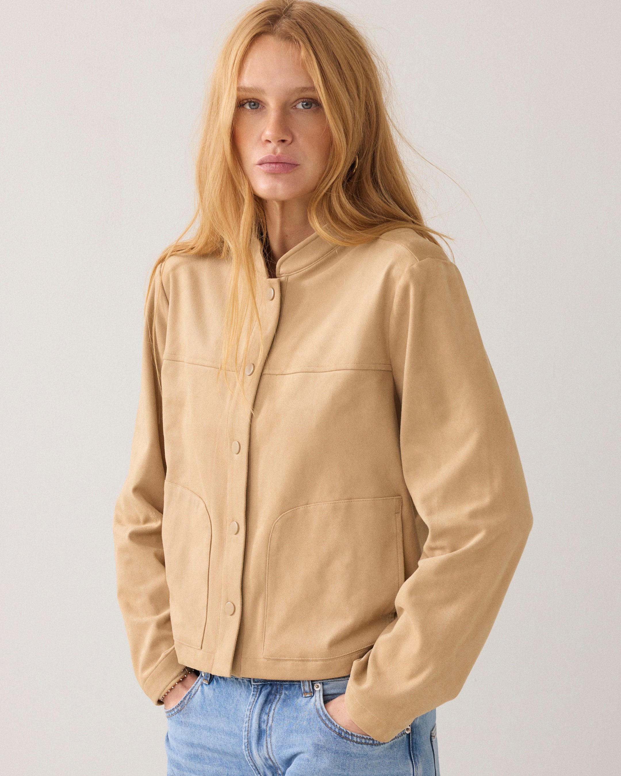 Beige Suedine Blouse - 2S3447