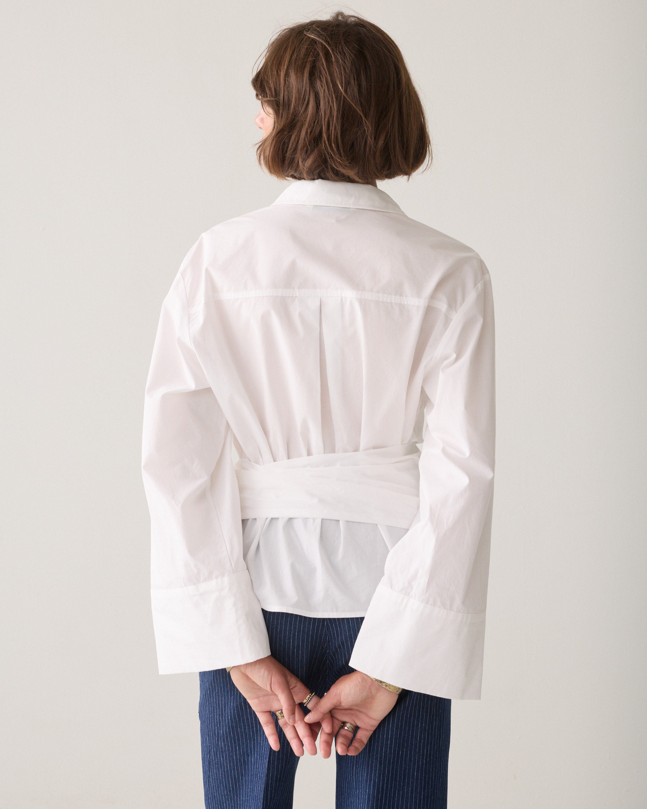 White Poplin Wrap Blouse - 2s3517
