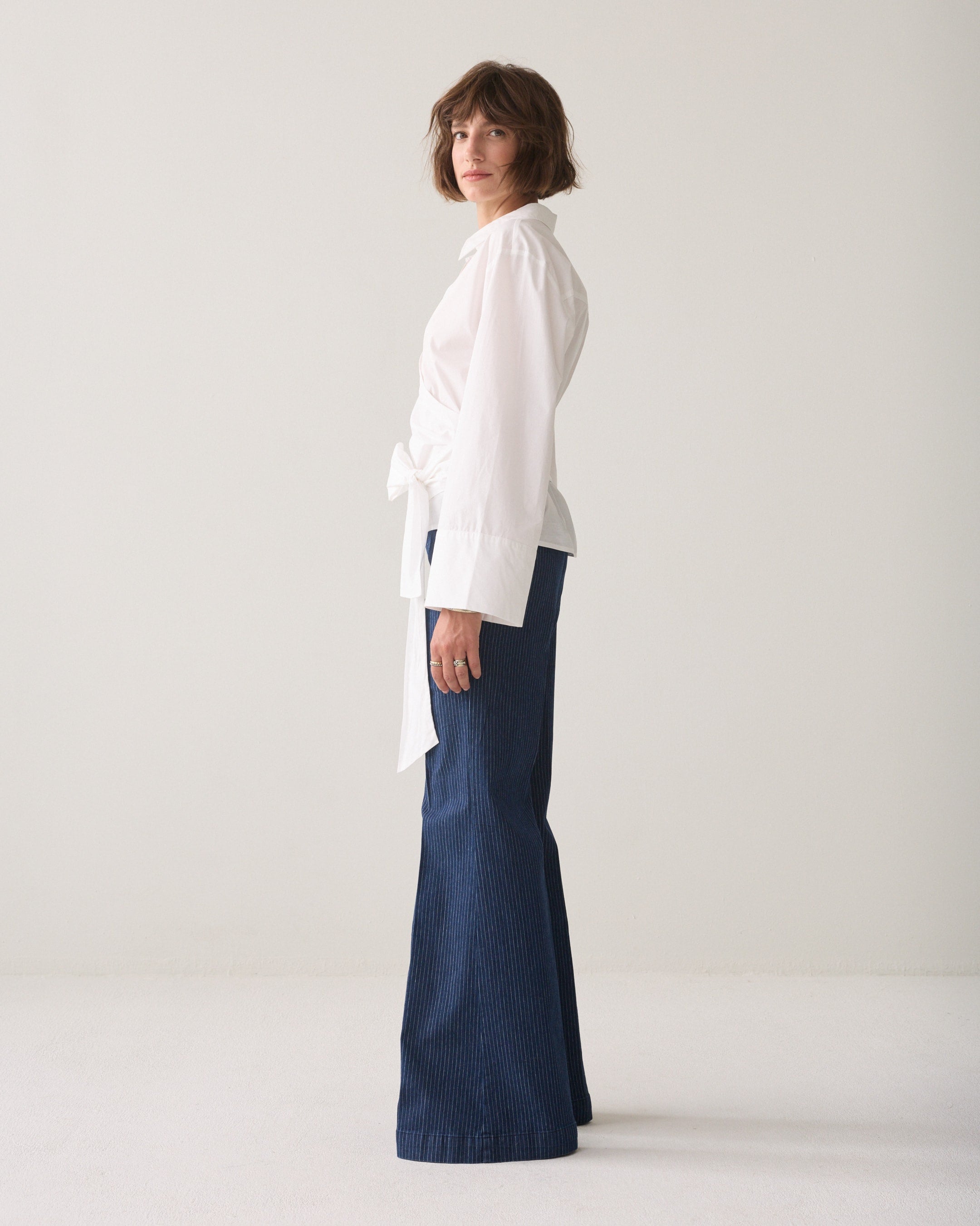 White Poplin Wrap Blouse - 2s3517